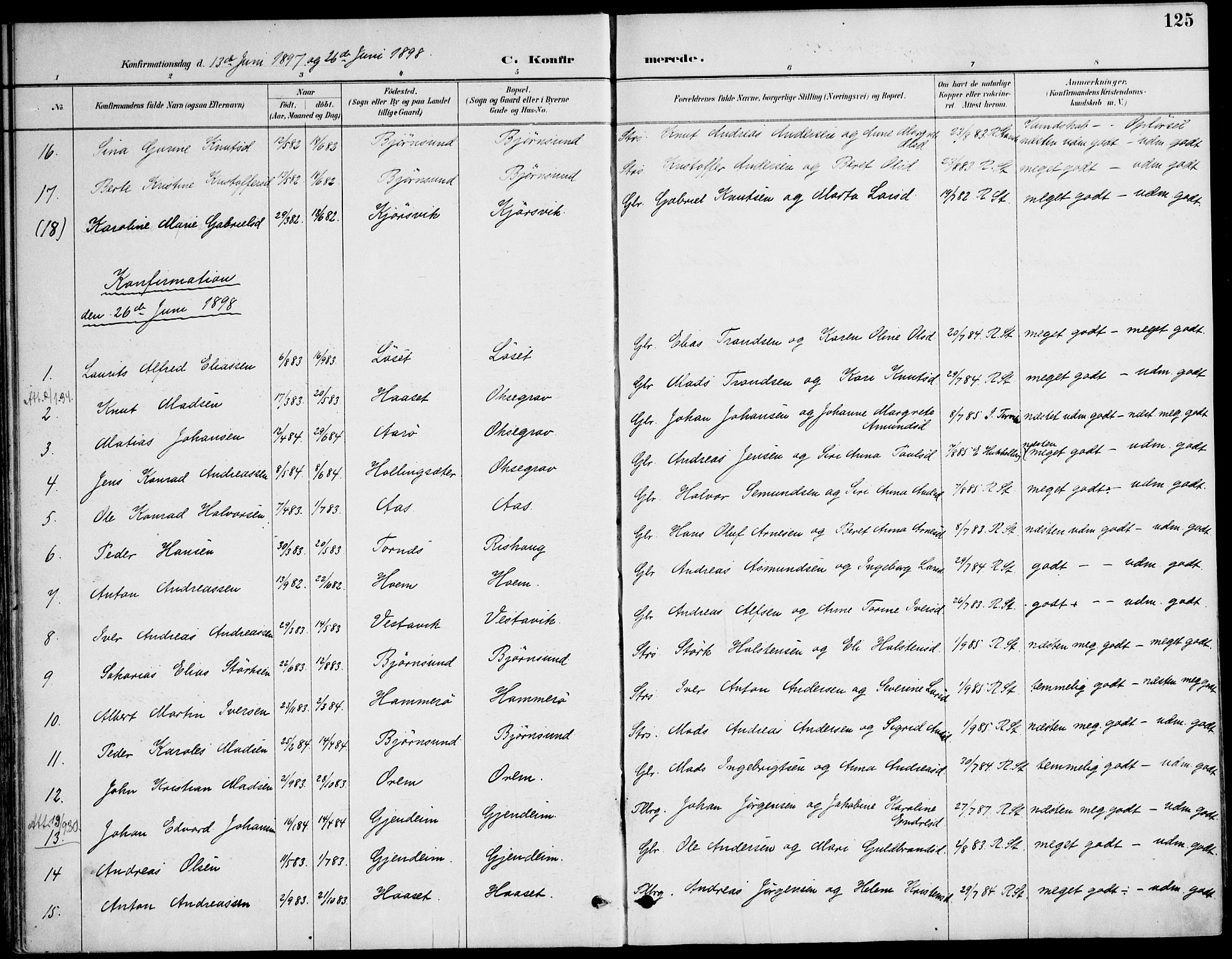 Ministerialprotokoller, klokkerbøker og fødselsregistre - Møre og Romsdal, AV/SAT-A-1454/565/L0750: Parish register (official) no. 565A04, 1887-1905, p. 125