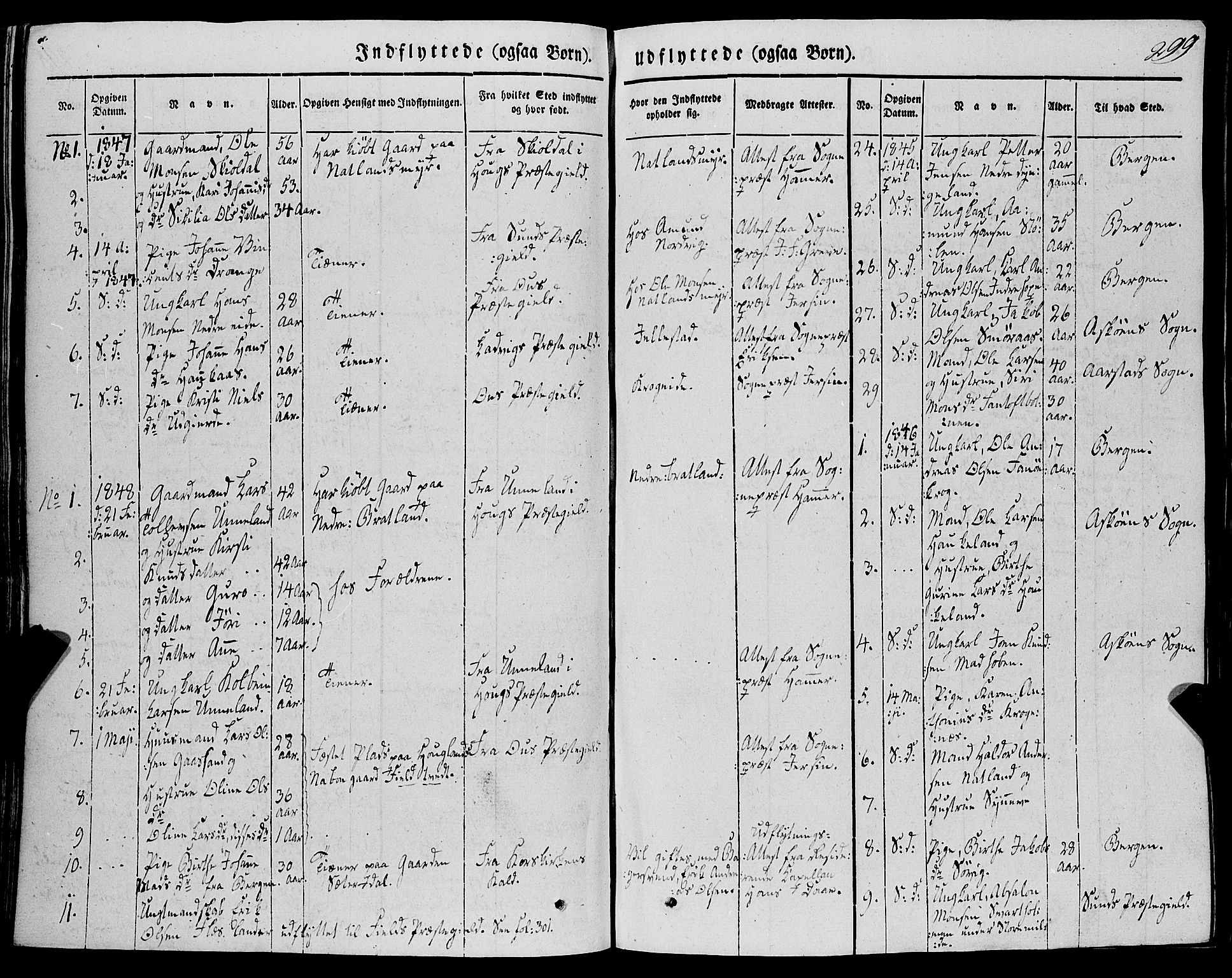 Fana Sokneprestembete, AV/SAB-A-75101/H/Haa/Haaa/L0008: Parish register (official) no. A 8, 1829-1851, p. 299