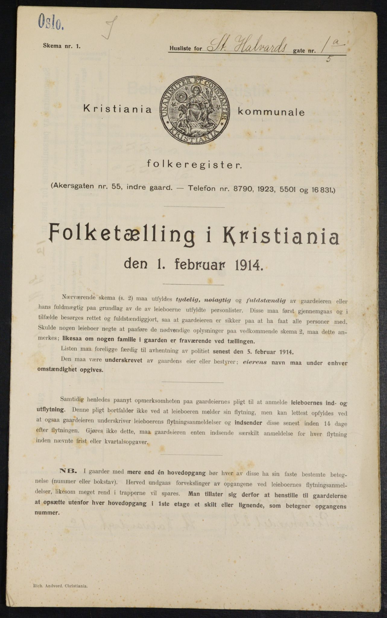 OBA, Municipal Census 1914 for Kristiania, 1914, p. 87237