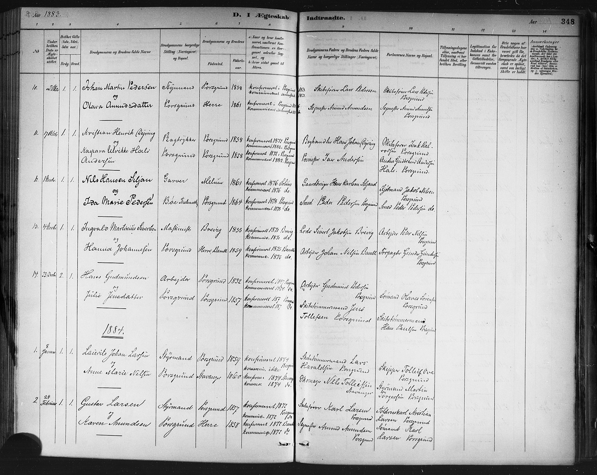 Porsgrunn kirkebøker , SAKO/A-104/G/Gb/L0005: Parish register (copy) no. II 5, 1883-1915, p. 348