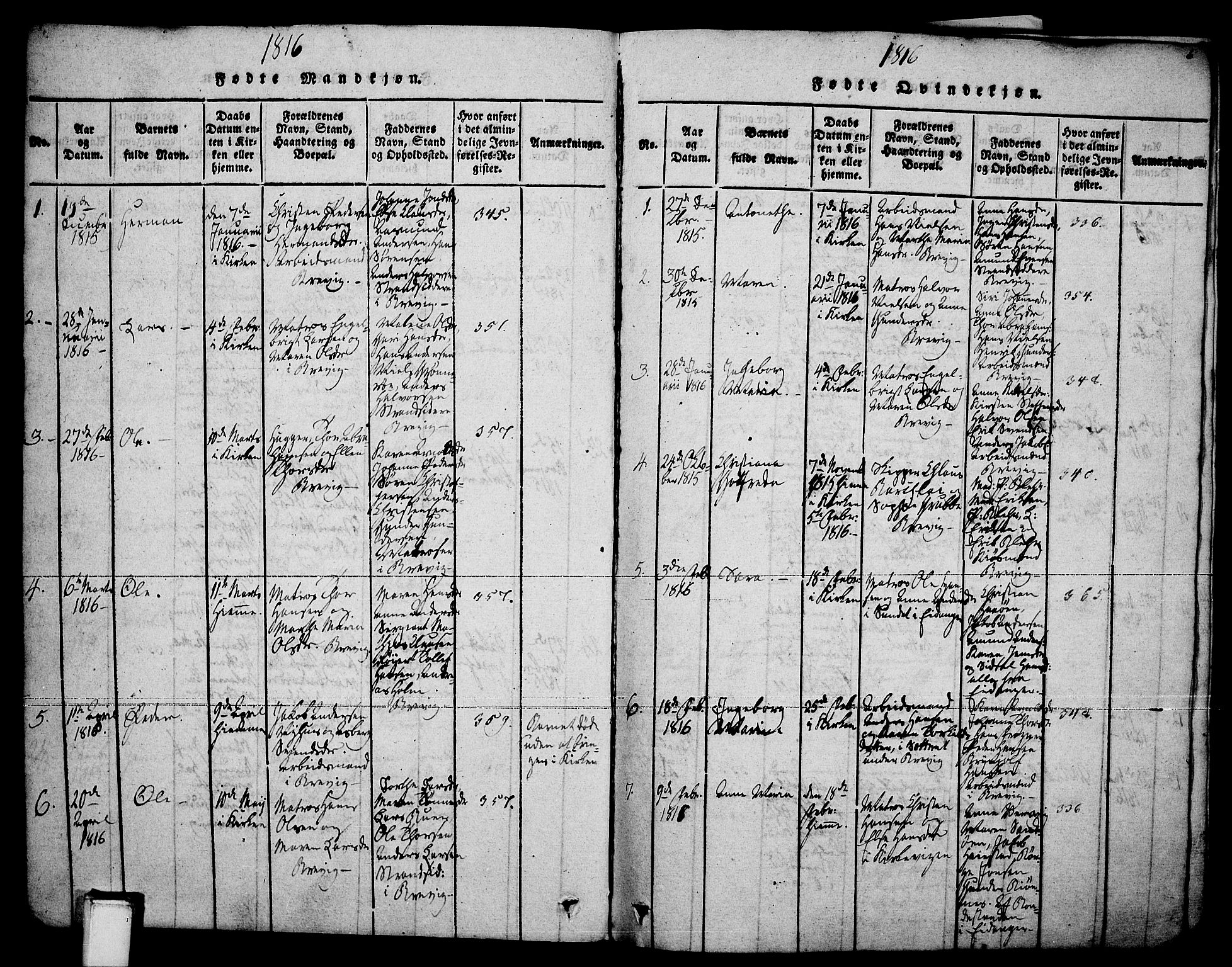 Brevik kirkebøker, SAKO/A-255/F/Fa/L0004: Parish register (official) no. 4, 1814-1846, p. 6