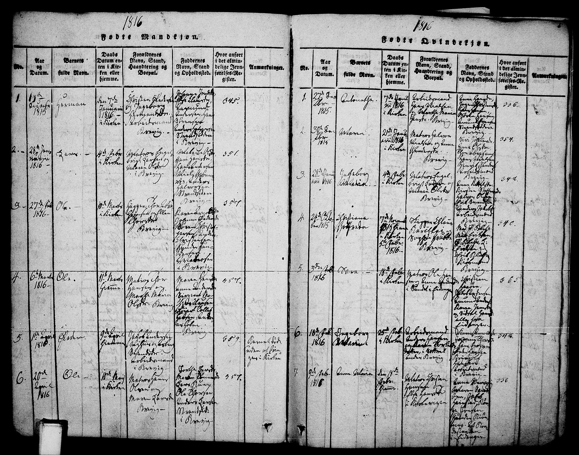 Brevik kirkebøker, AV/SAKO-A-255/F/Fa/L0004: Parish register (official) no. 4, 1814-1846, p. 6