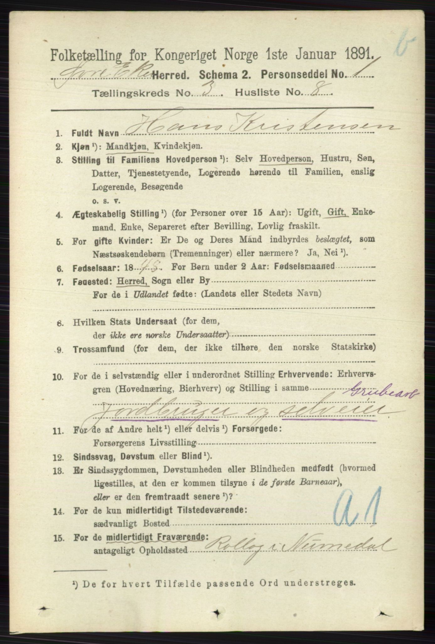 RA, 1891 census for 0624 Øvre Eiker, 1891, p. 9107