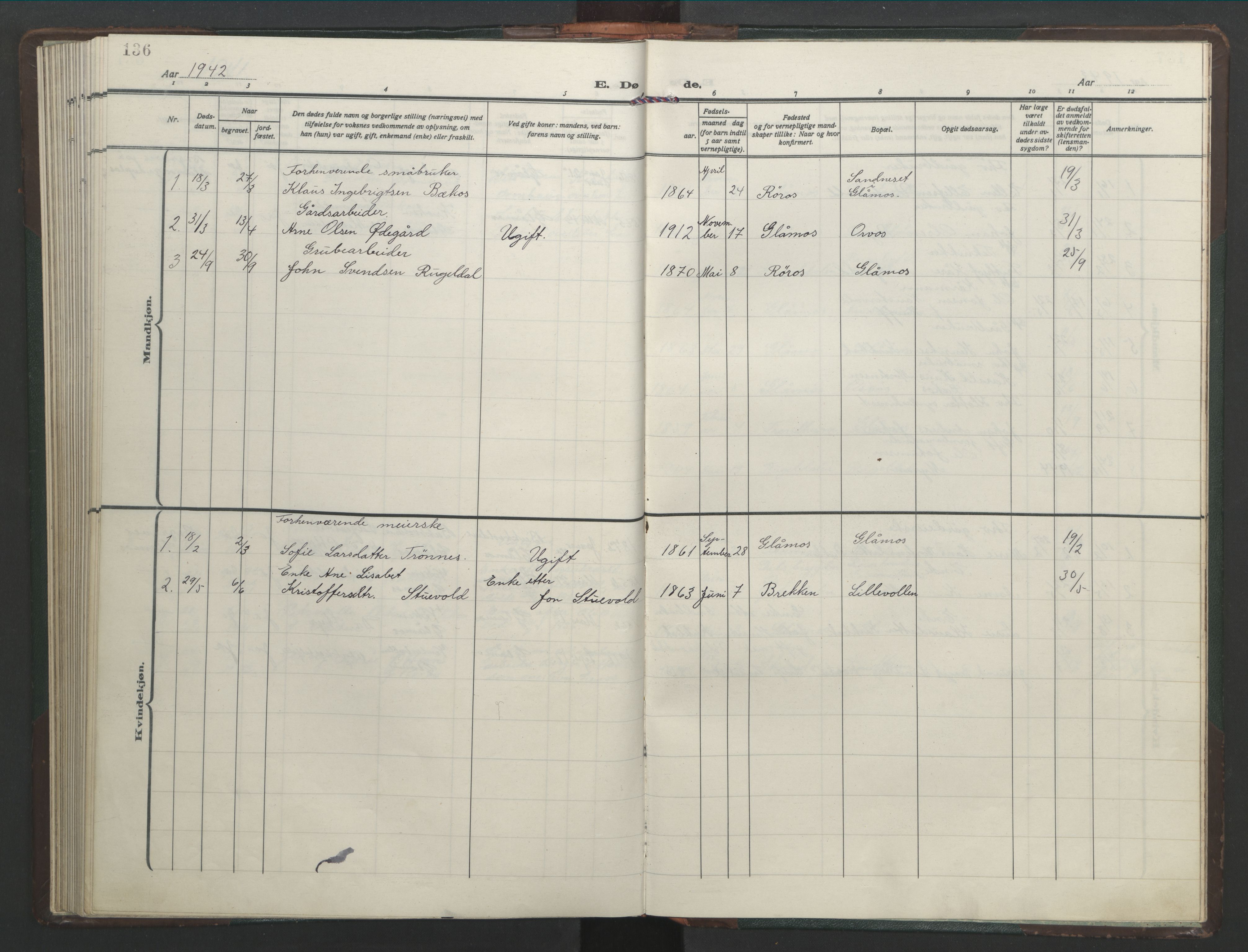 Ministerialprotokoller, klokkerbøker og fødselsregistre - Sør-Trøndelag, SAT/A-1456/682/L0947: Parish register (copy) no. 682C01, 1926-1968, p. 136