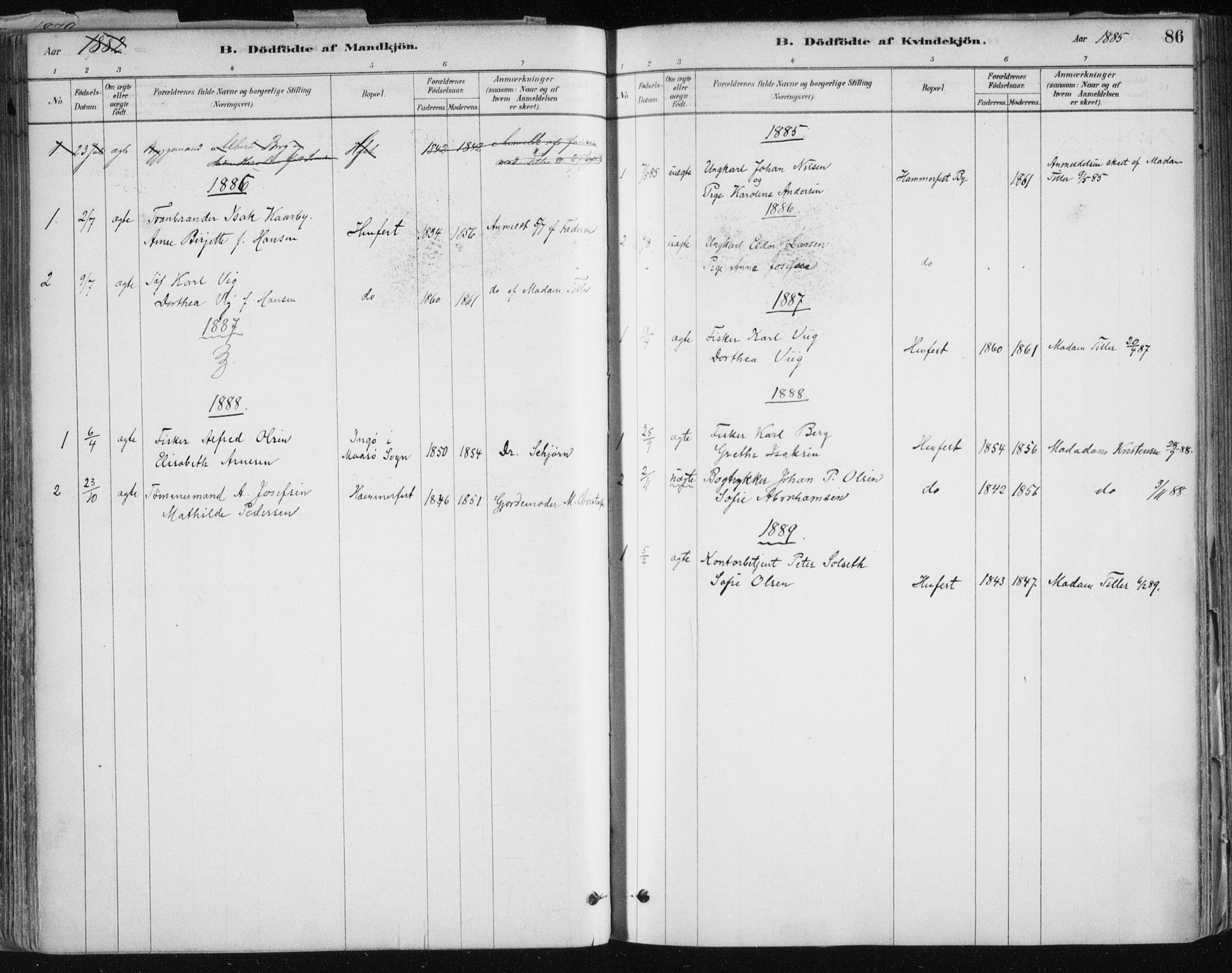 Hammerfest sokneprestkontor, AV/SATØ-S-1347/H/Ha/L0008.kirke: Parish register (official) no. 8, 1878-1889, p. 86