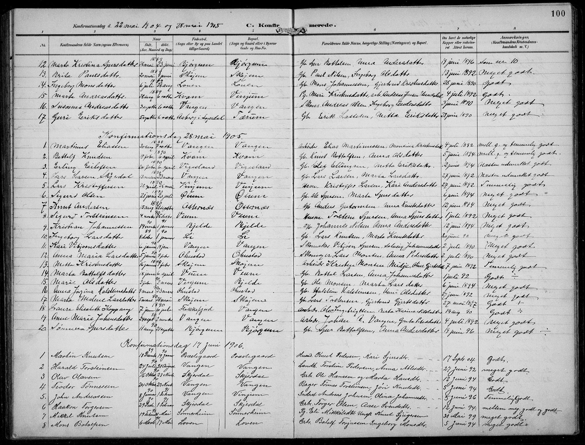 Aurland sokneprestembete, AV/SAB-A-99937/H/Hb/Hba/L0003: Parish register (copy) no. A 3, 1896-1939, p. 100