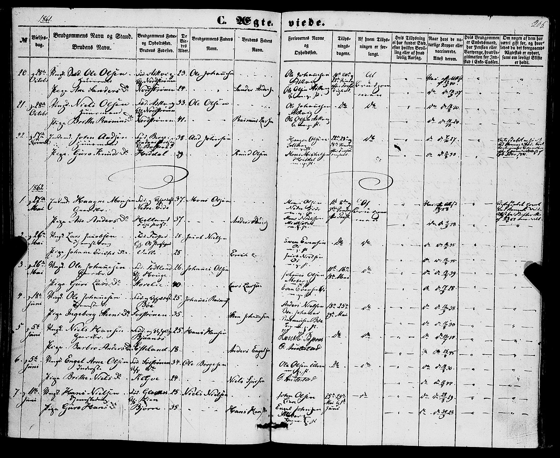 Os sokneprestembete, SAB/A-99929: Parish register (official) no. A 17, 1860-1873, p. 205