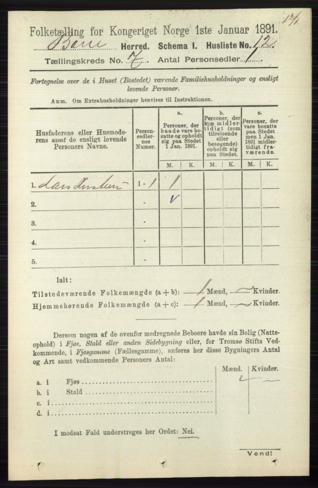 RA, 1891 census for 0717 Borre, 1891, p. 3148