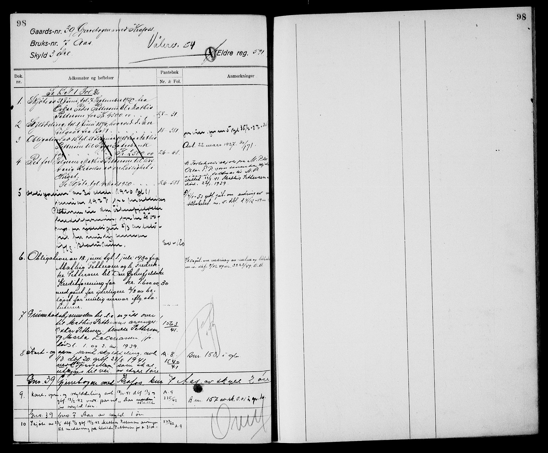 Moss sorenskriveri, SAO/A-10168: Mortgage register no. XI 6, 1834-1961, p. 98