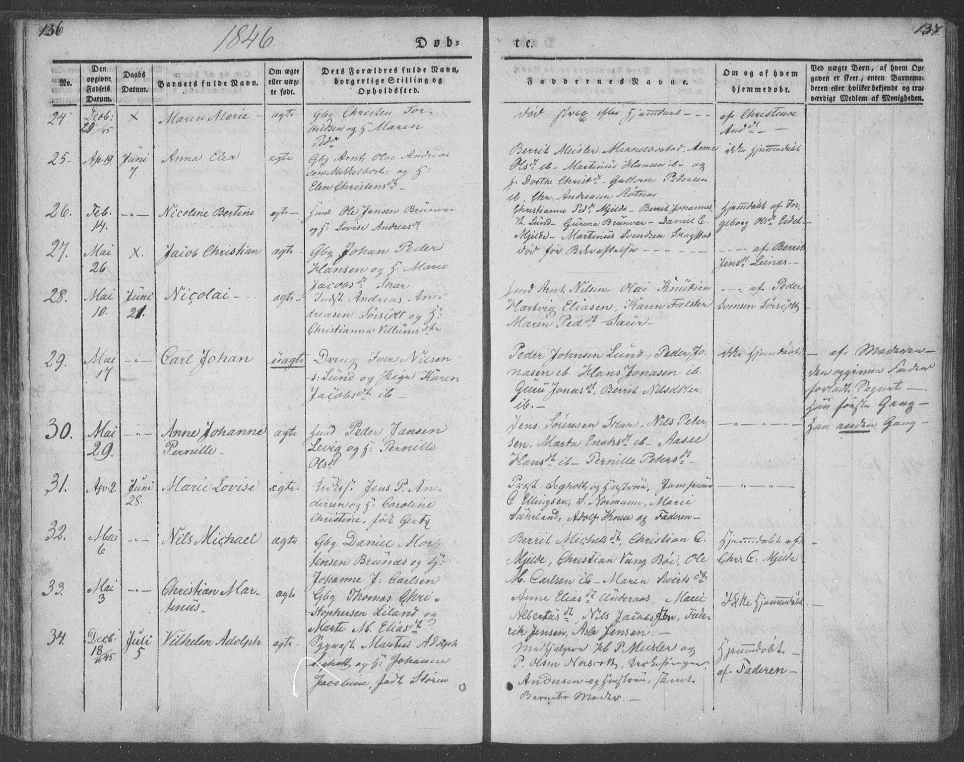 Ministerialprotokoller, klokkerbøker og fødselsregistre - Nordland, SAT/A-1459/855/L0799: Parish register (official) no. 855A07, 1834-1852, p. 136-137