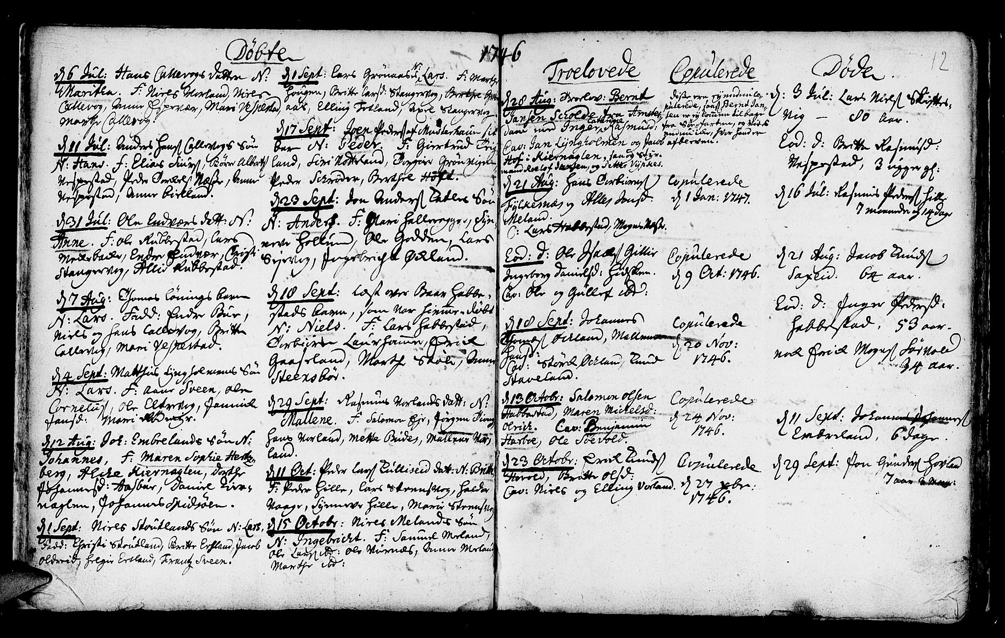 Finnås sokneprestembete, SAB/A-99925/H/Ha/Haa/Haaa/L0002: Parish register (official) no. A 2, 1744-1764, p. 12