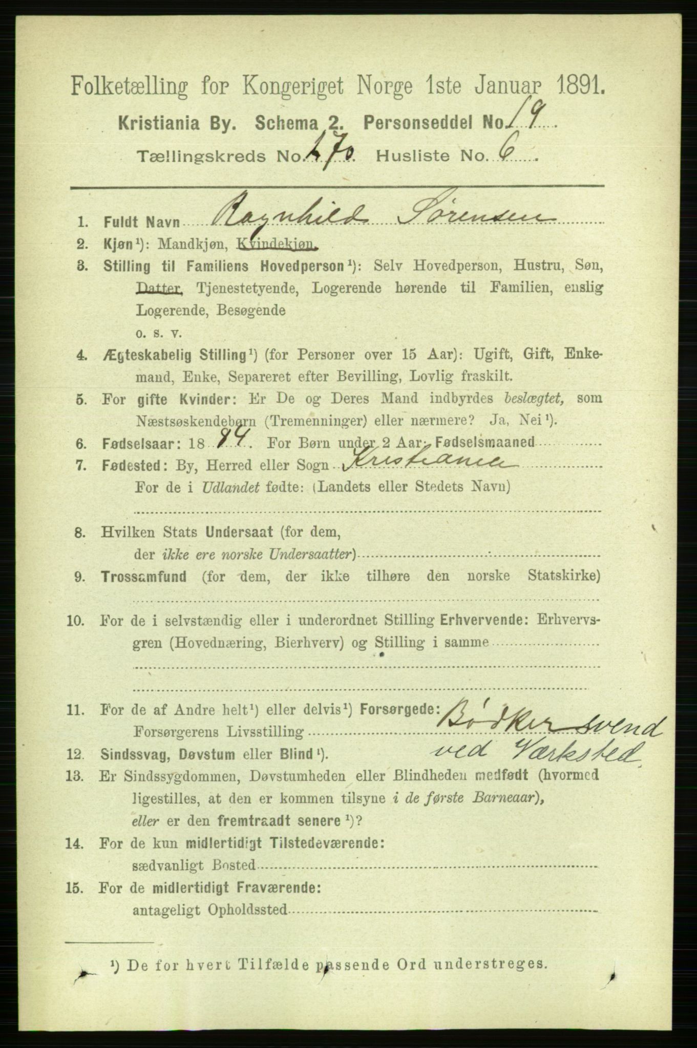 RA, 1891 census for 0301 Kristiania, 1891, p. 164161