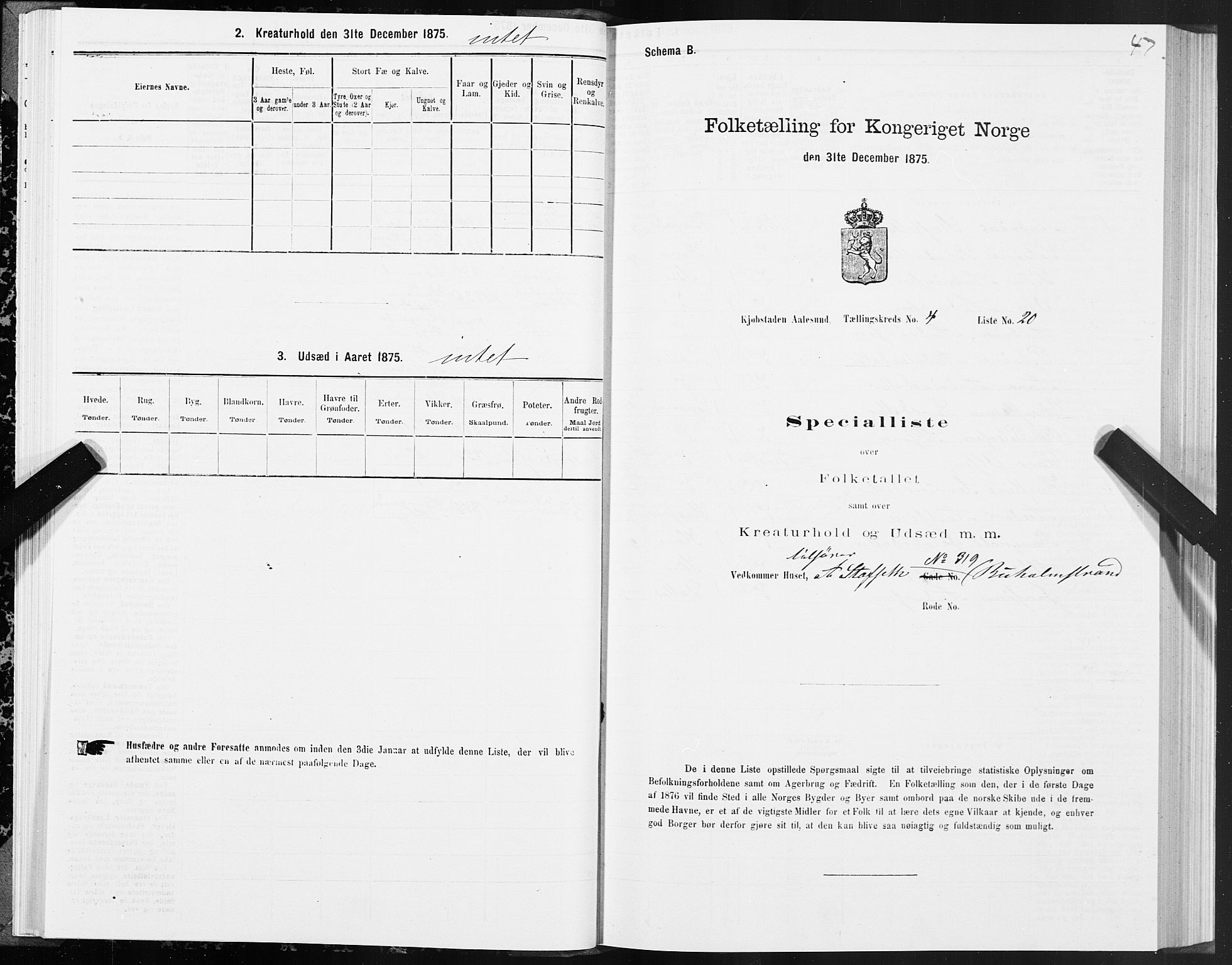 SAT, 1875 census for 1501P Ålesund, 1875, p. 4047