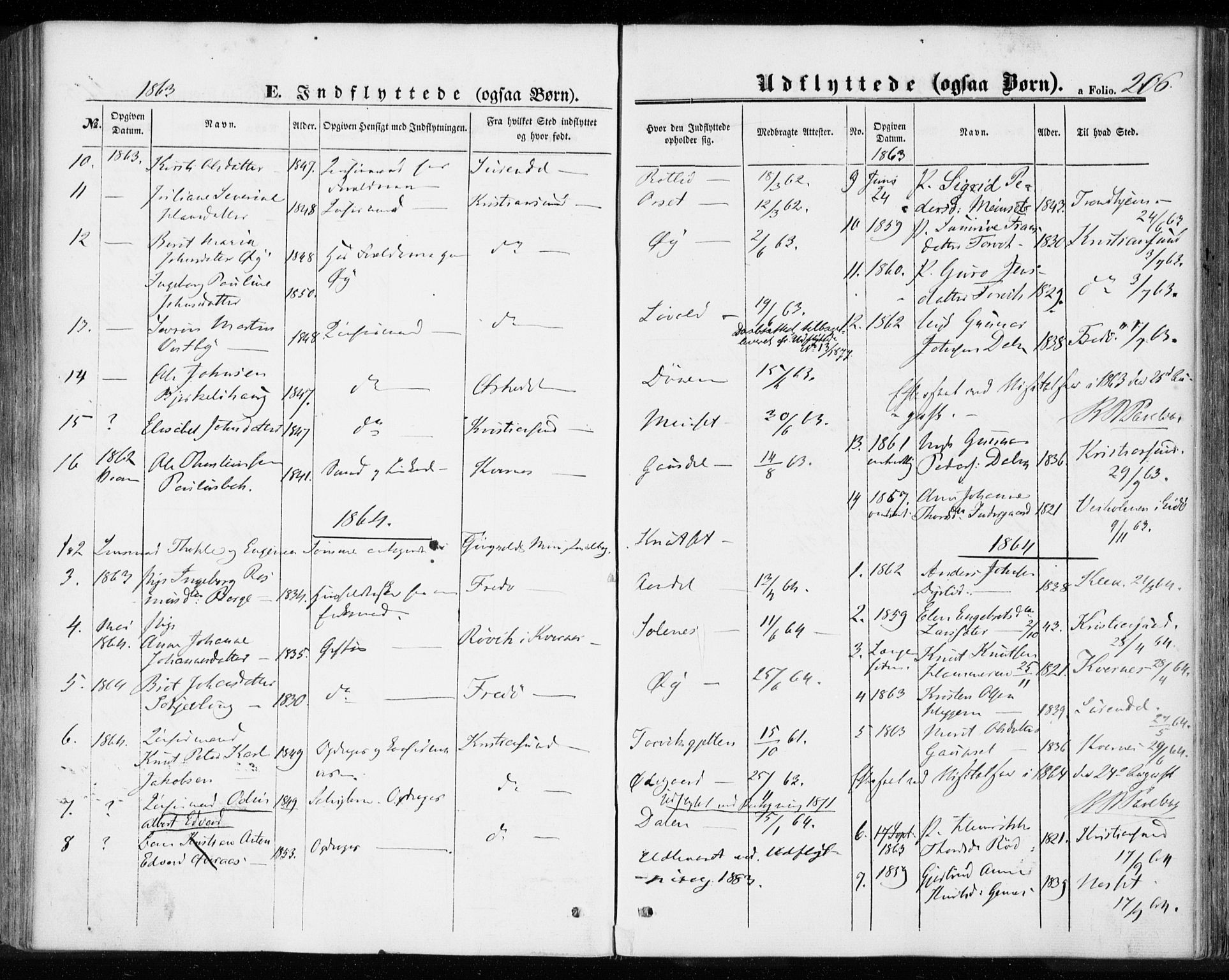 Ministerialprotokoller, klokkerbøker og fødselsregistre - Møre og Romsdal, SAT/A-1454/584/L0965: Parish register (official) no. 584A05, 1857-1868, p. 206