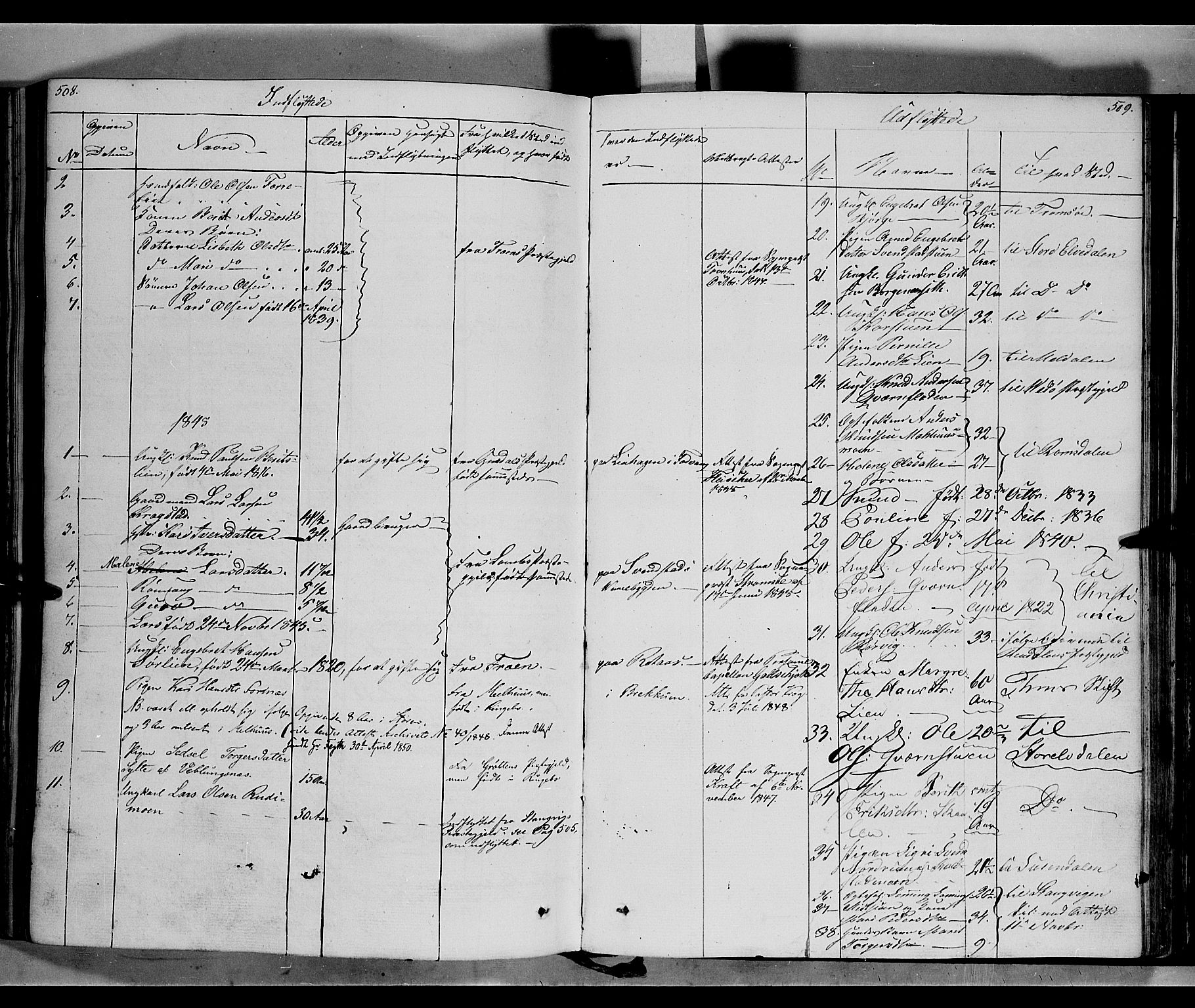 Ringebu prestekontor, SAH/PREST-082/H/Ha/Haa/L0005: Parish register (official) no. 5, 1839-1848, p. 508-509