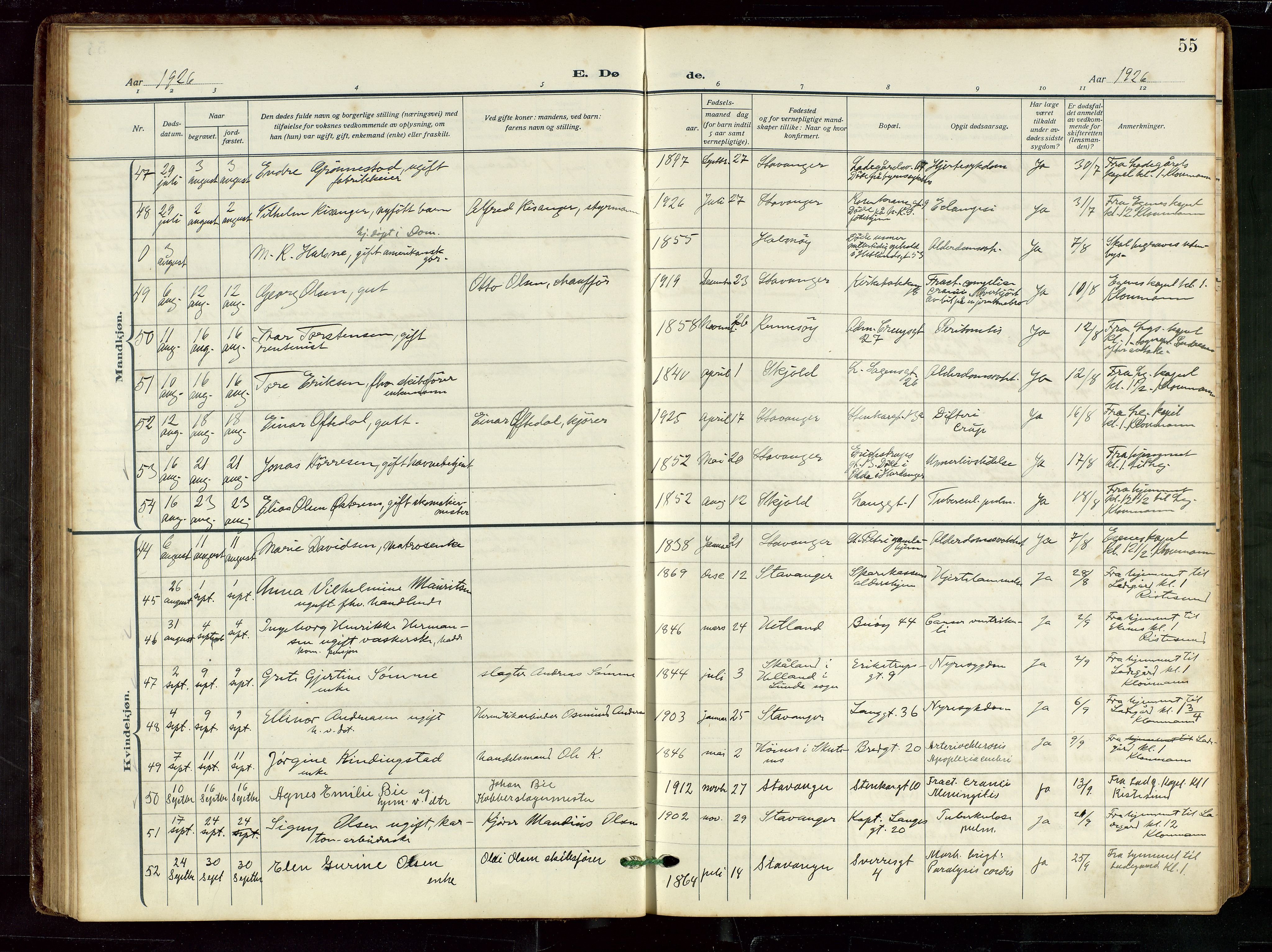 St. Petri sokneprestkontor, AV/SAST-A-101813/002/D/L0003: Parish register (official) no. A 28, 1919-1938, p. 55