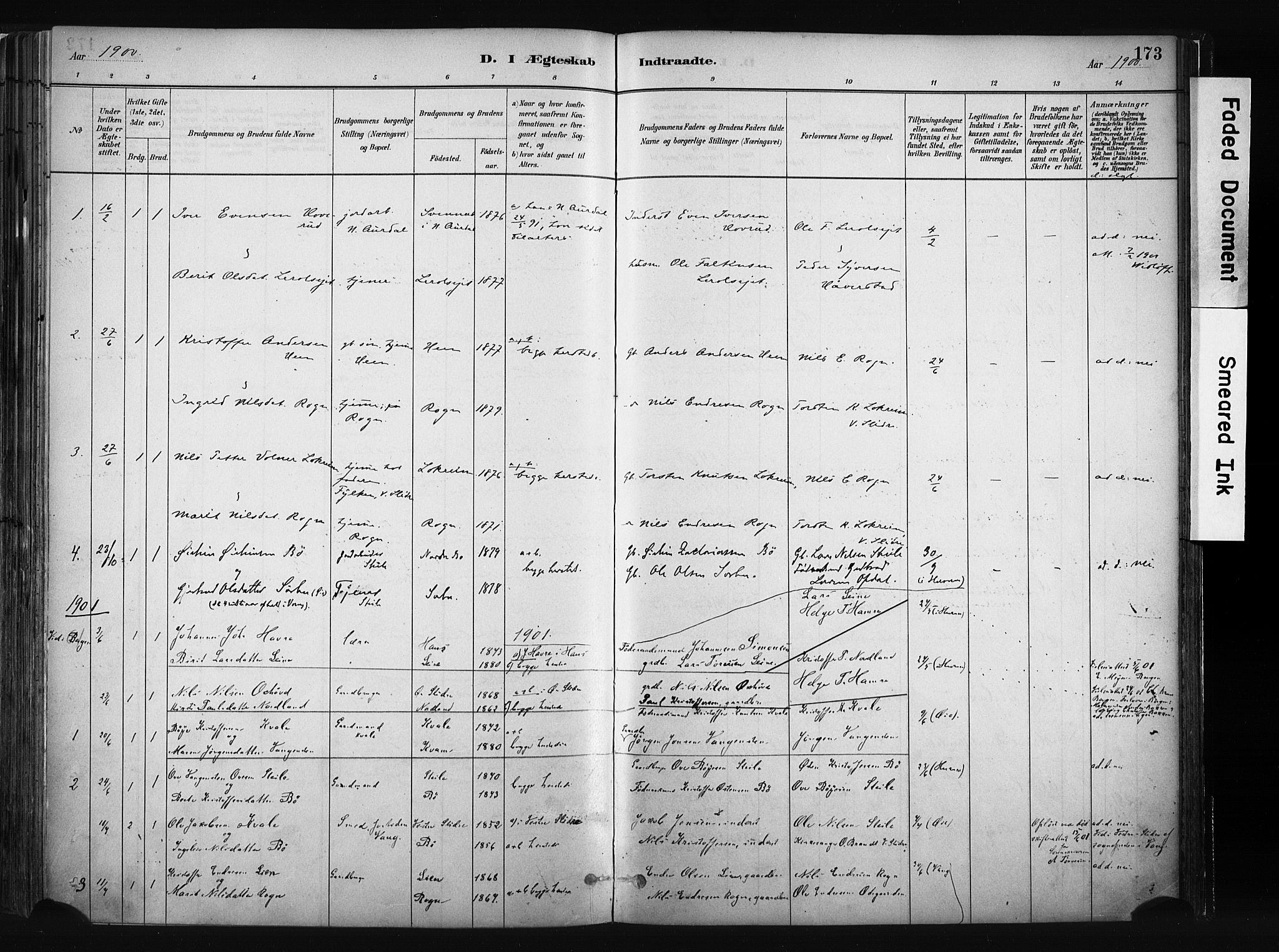 Vang prestekontor, Valdres, SAH/PREST-140/H/Ha/L0008: Parish register (official) no. 8, 1882-1910, p. 173