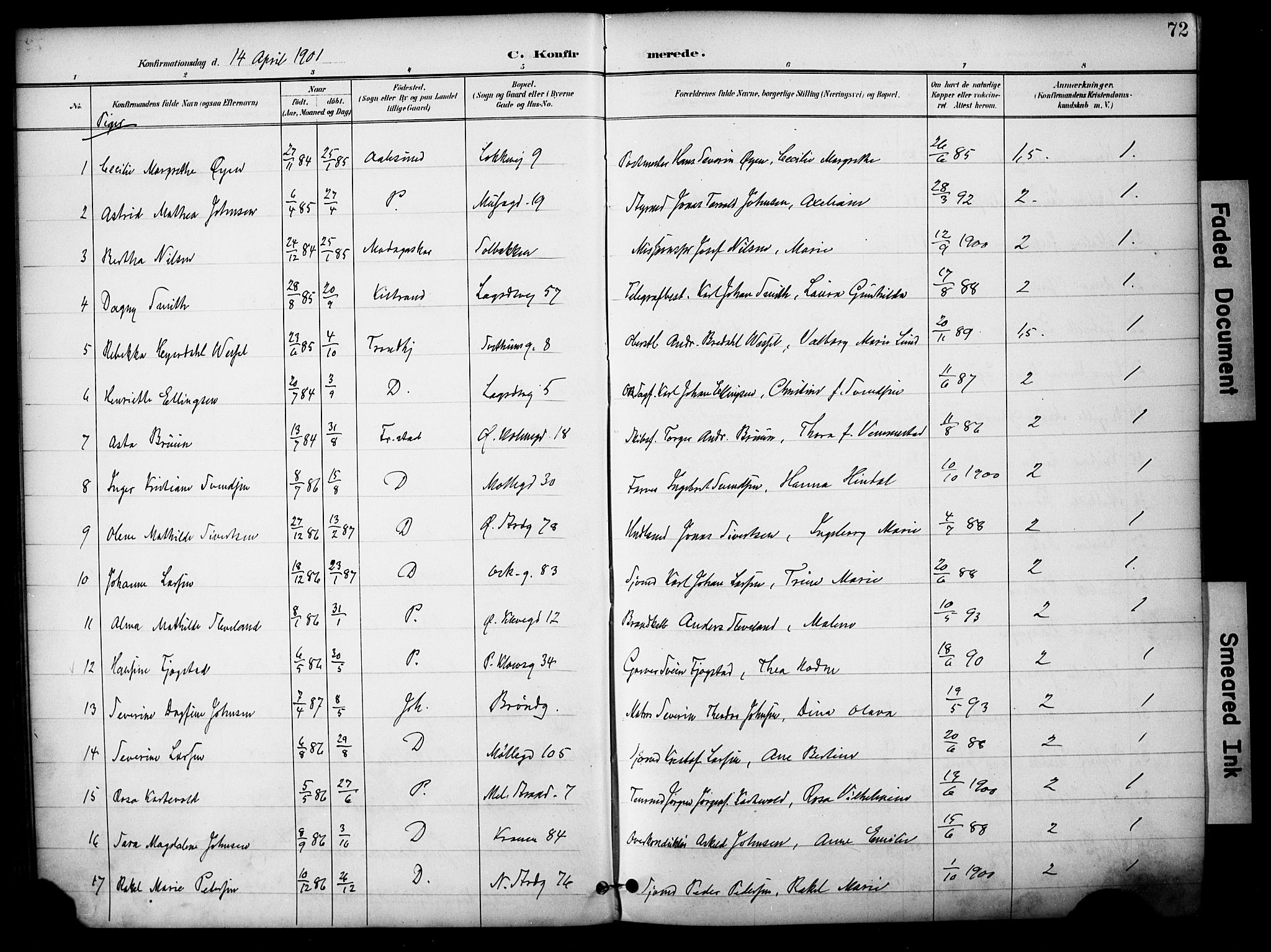 Domkirken sokneprestkontor, AV/SAST-A-101812/001/30/30BA/L0031: Parish register (official) no. A 30, 1896-1916, p. 72