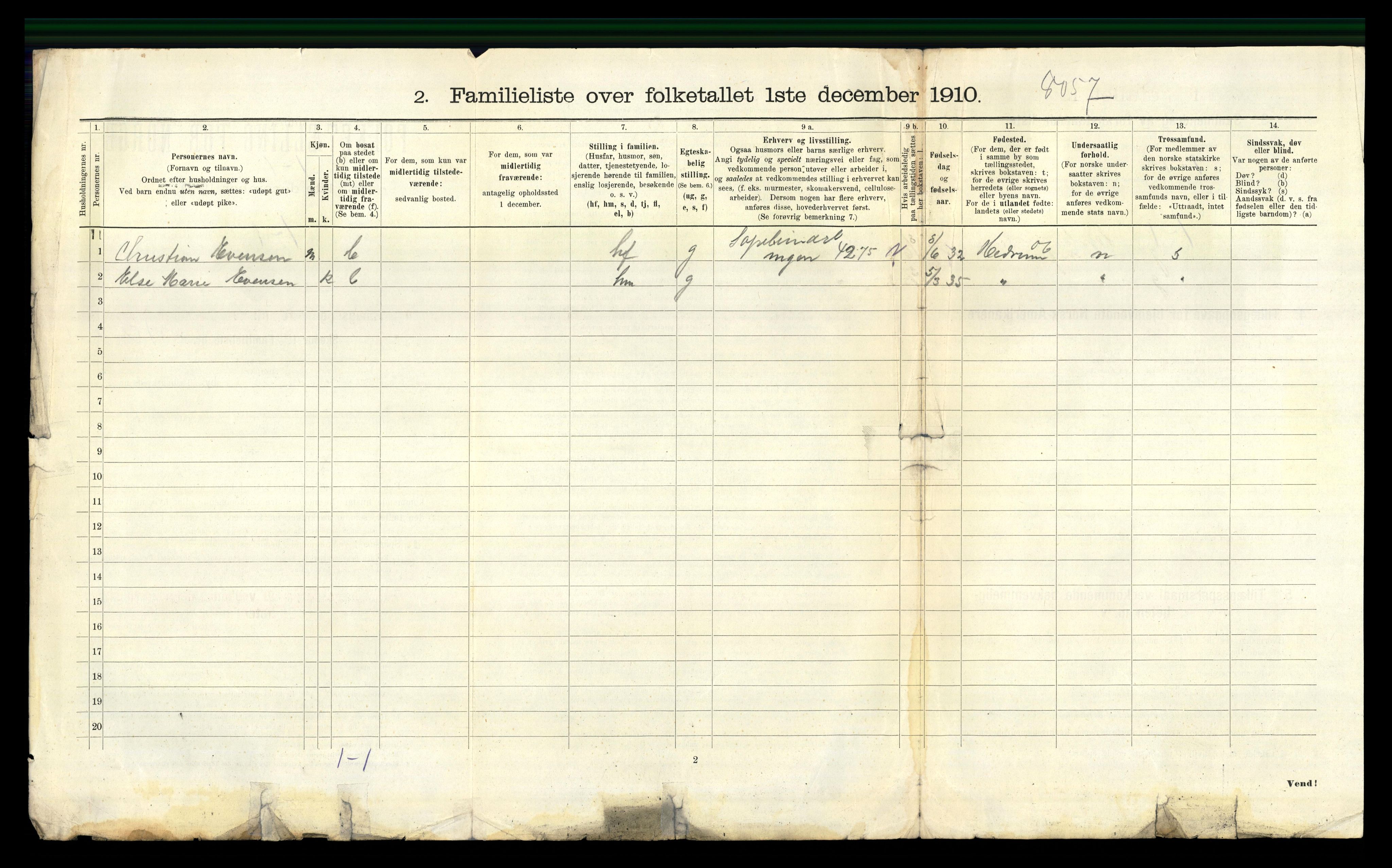 RA, 1910 census for Larvik, 1910, p. 3840