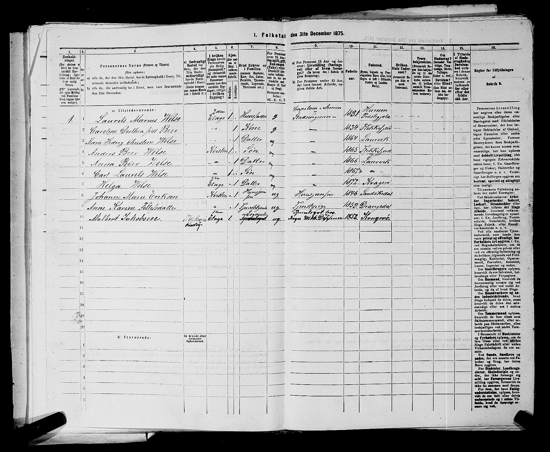 SAKO, 1875 census for 0801P Kragerø, 1875, p. 145