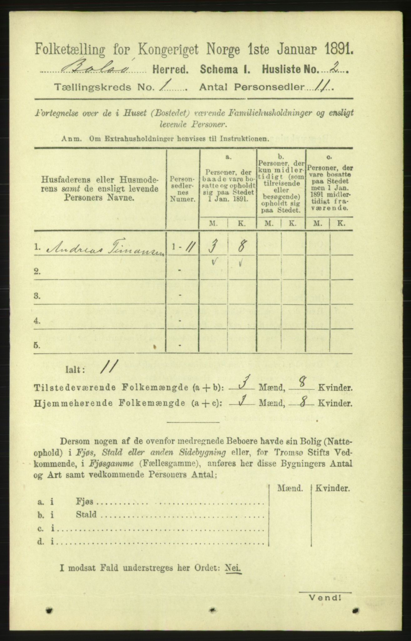 RA, 1891 census for 1544 Bolsøy, 1891, p. 33