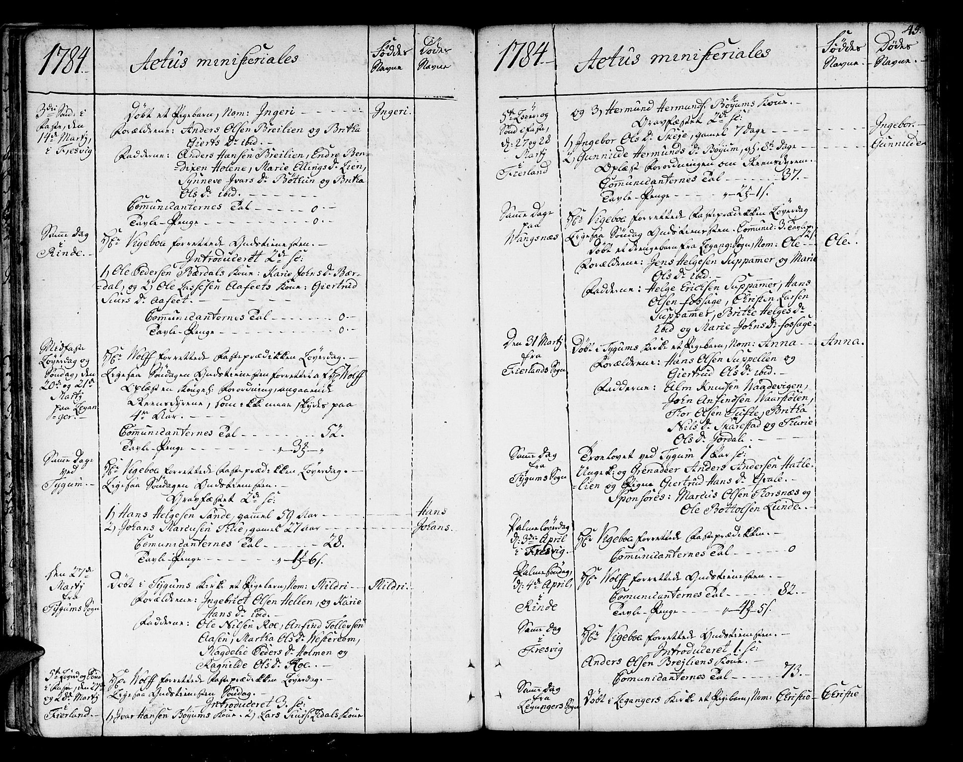 Leikanger sokneprestembete, AV/SAB-A-81001/H/Haa/Haaa/L0004: Parish register (official) no. A 4, 1770-1791, p. 45