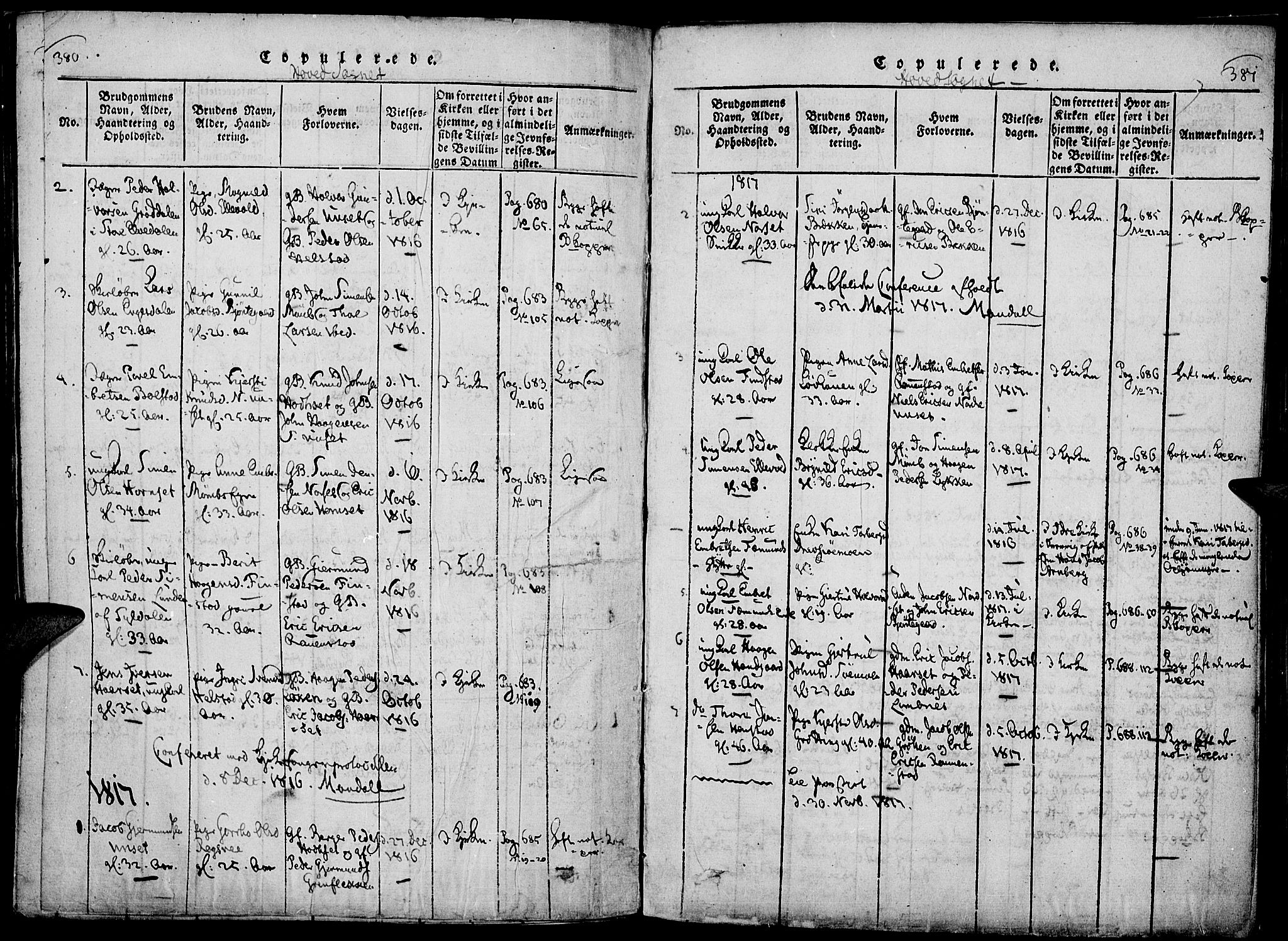 Rendalen prestekontor, SAH/PREST-054/H/Ha/Haa/L0003: Parish register (official) no. 3, 1815-1829, p. 380-381