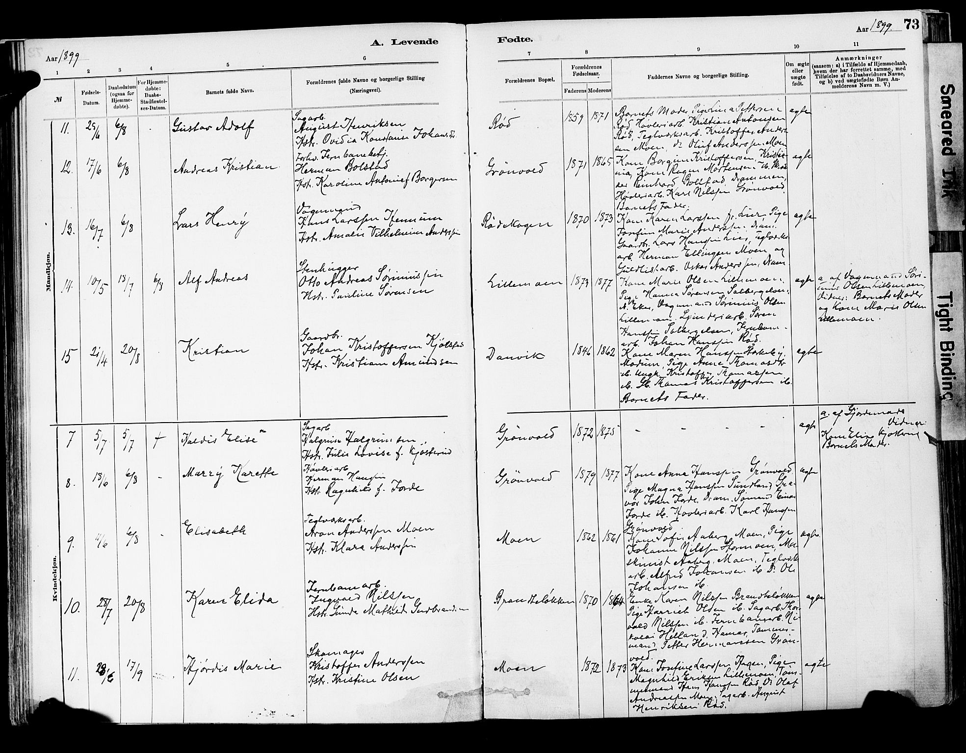 Strømsgodset kirkebøker, SAKO/A-324/F/Fa/L0001: Parish register (official) no. 1, 1885-1909, p. 73