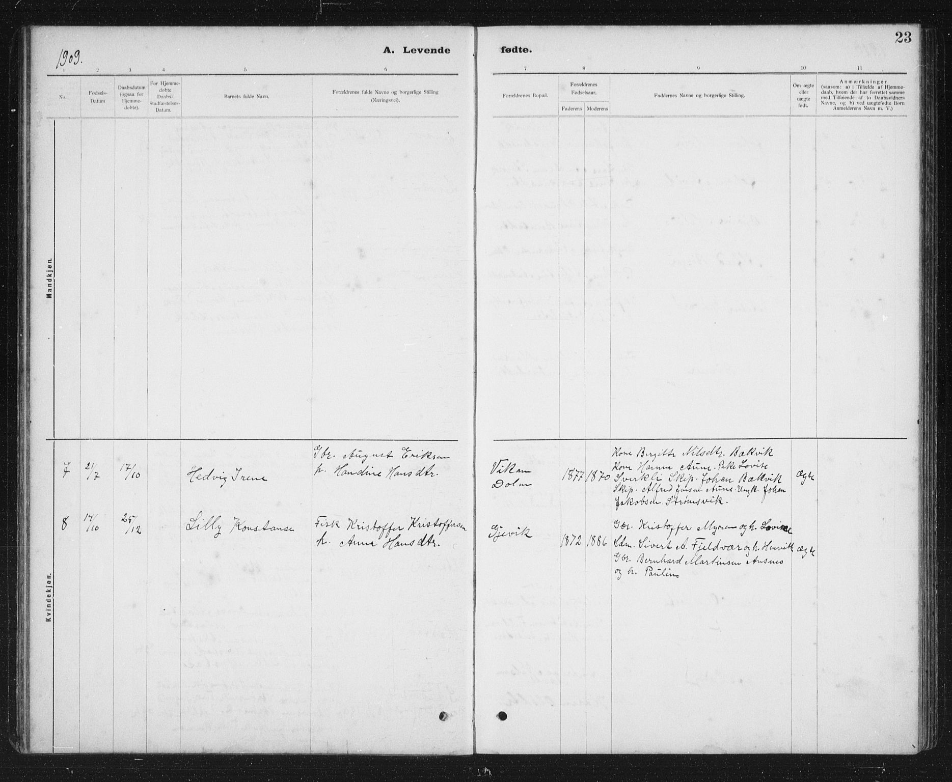 Ministerialprotokoller, klokkerbøker og fødselsregistre - Sør-Trøndelag, SAT/A-1456/637/L0563: Parish register (copy) no. 637C04, 1899-1940, p. 23