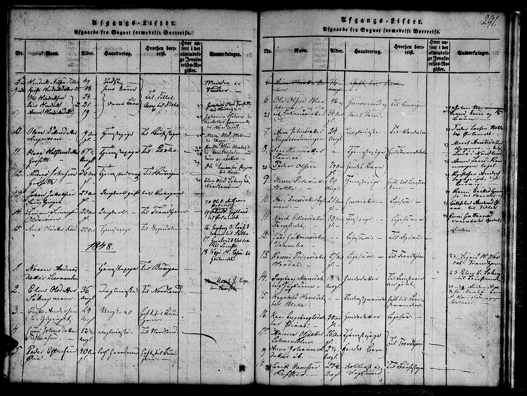 Ministerialprotokoller, klokkerbøker og fødselsregistre - Sør-Trøndelag, SAT/A-1456/691/L1092: Parish register (copy) no. 691C03, 1816-1852, p. 291
