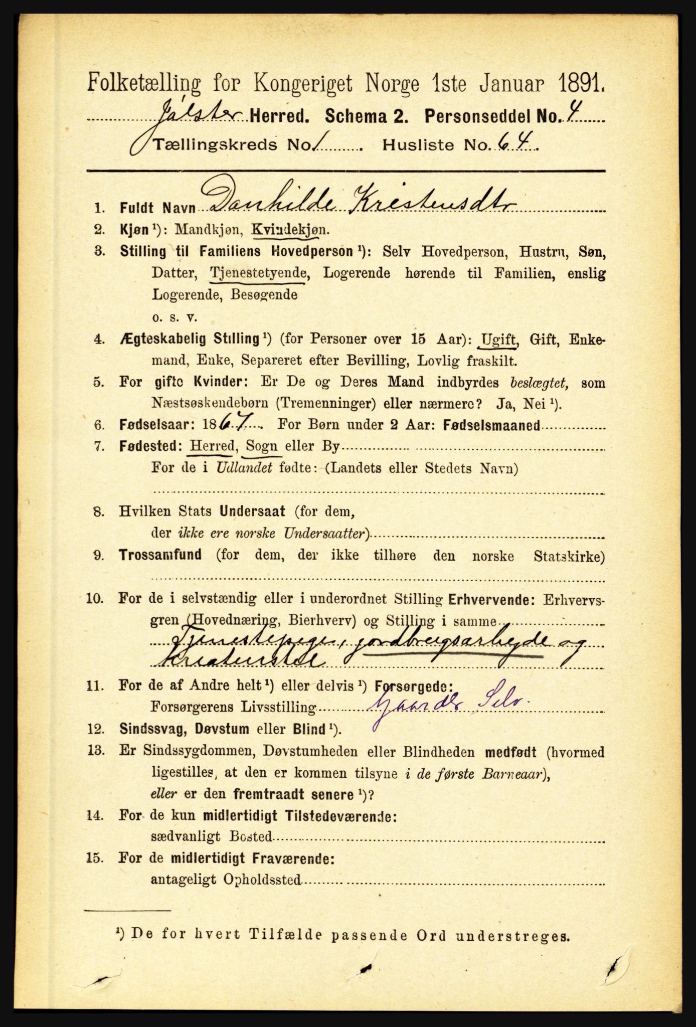 RA, 1891 census for 1431 Jølster, 1891, p. 508