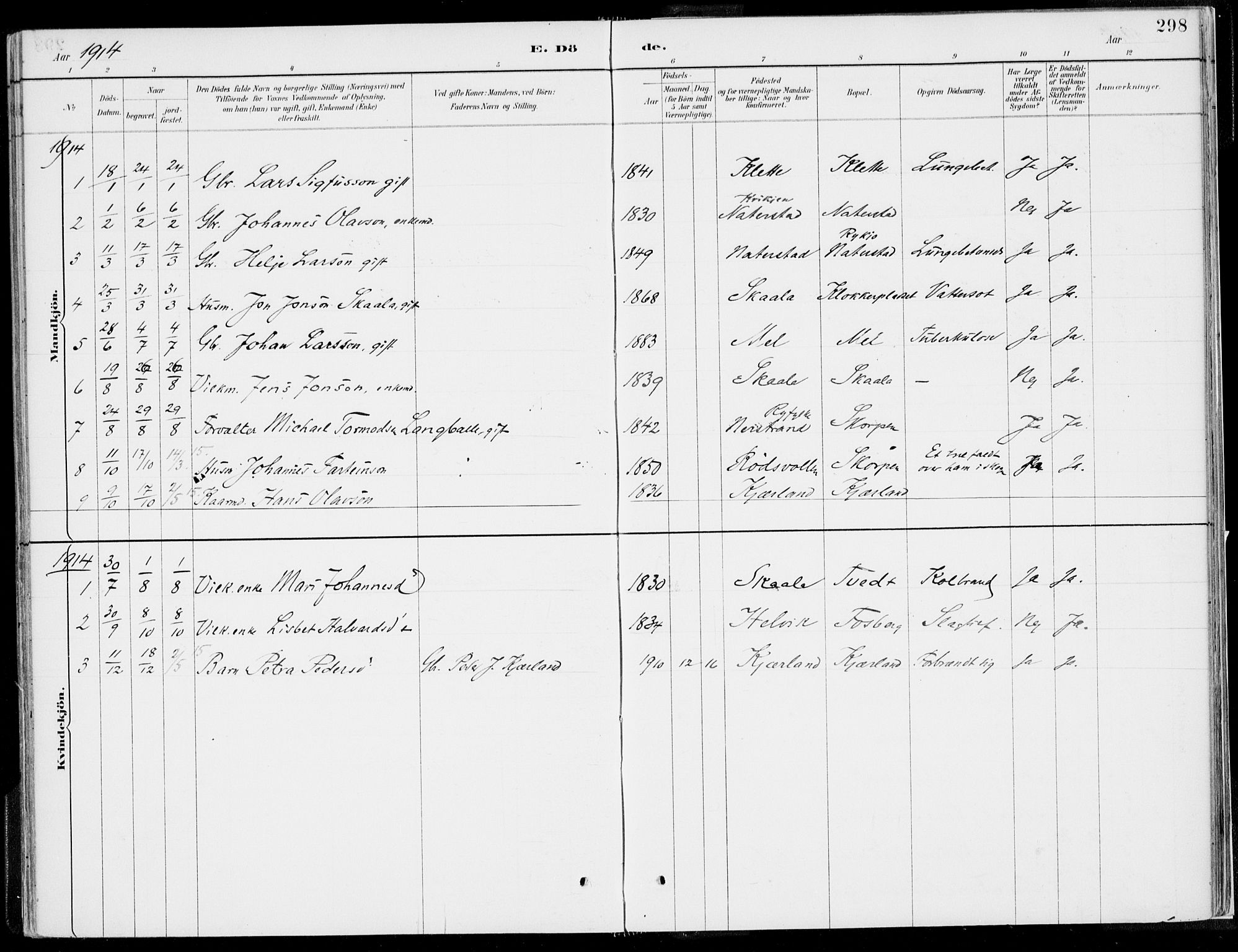 Kvinnherad sokneprestembete, AV/SAB-A-76401/H/Haa: Parish register (official) no. B  1, 1887-1921, p. 298