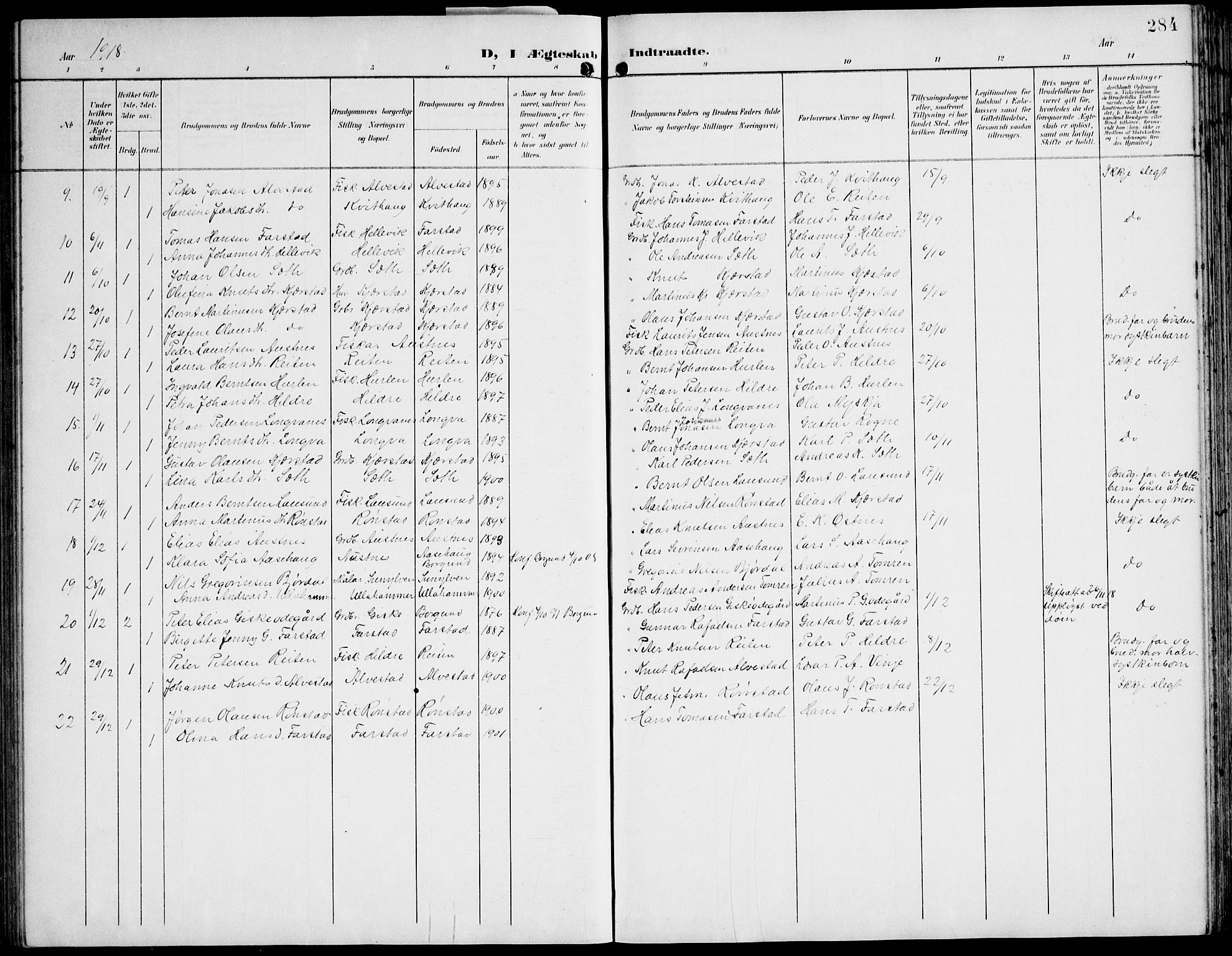 Ministerialprotokoller, klokkerbøker og fødselsregistre - Møre og Romsdal, AV/SAT-A-1454/536/L0511: Parish register (copy) no. 536C06, 1899-1944, p. 284