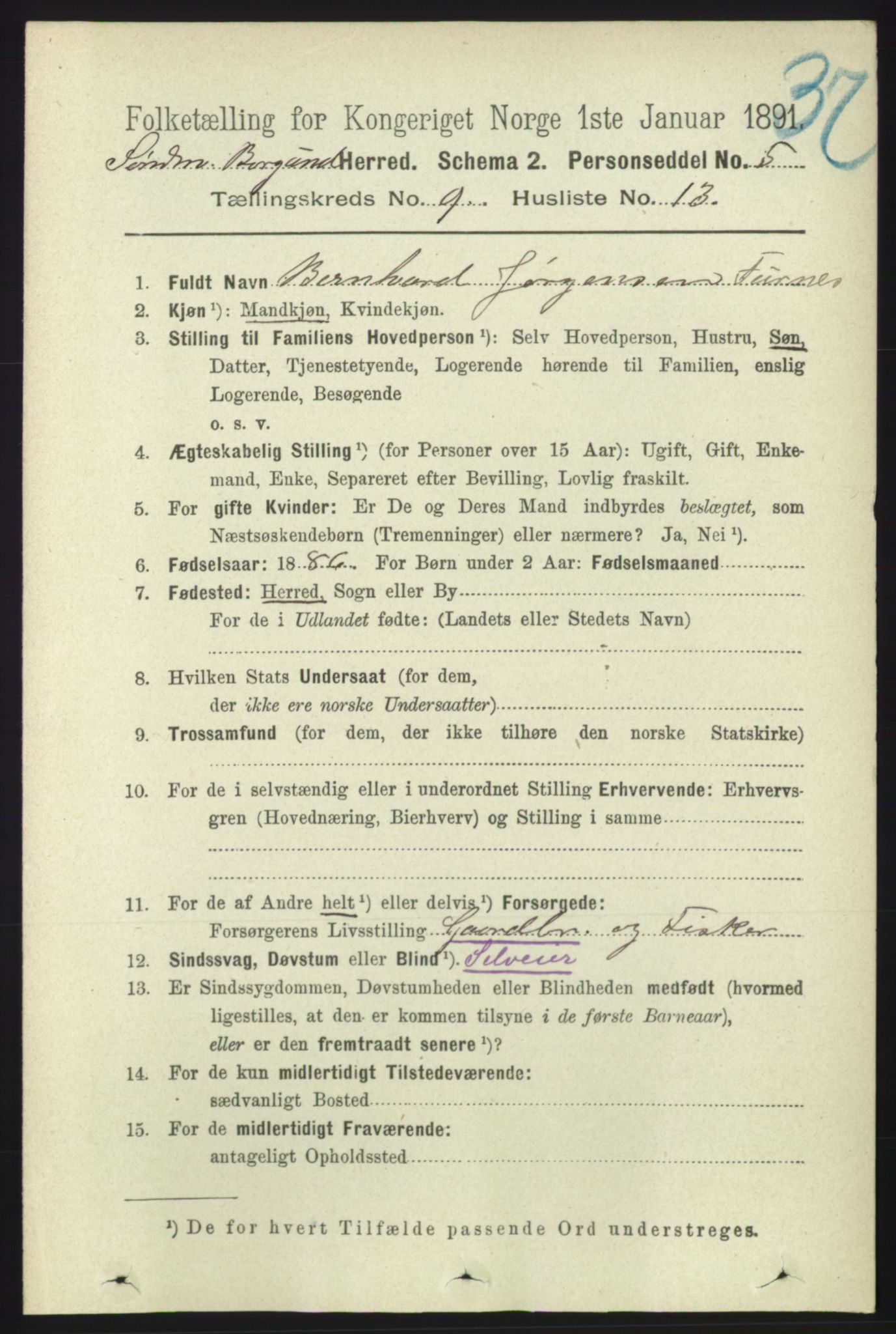 RA, 1891 census for 1531 Borgund, 1891, p. 2348