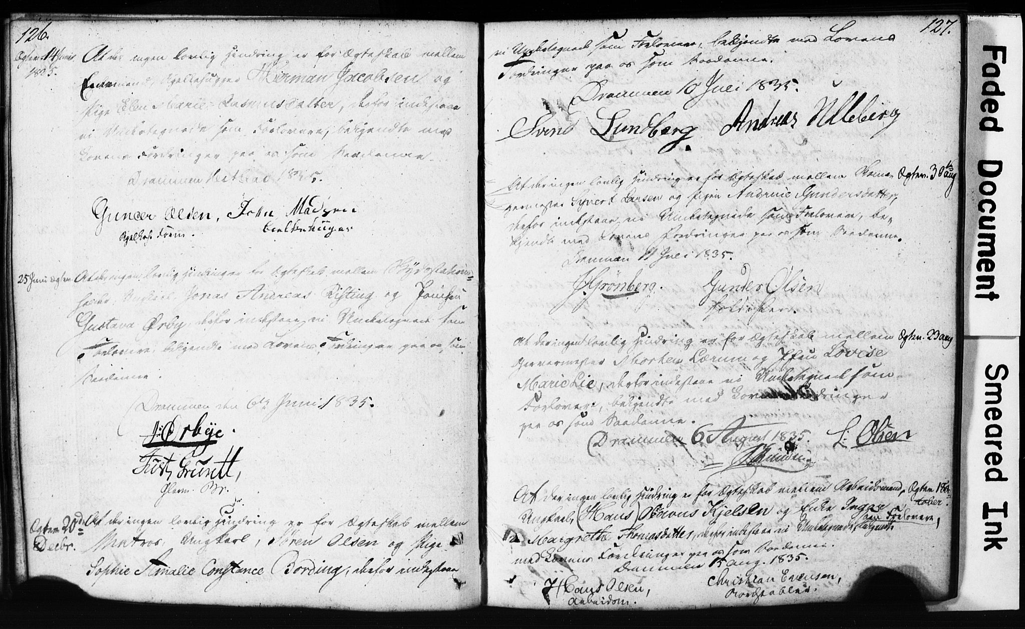 Strømsø kirkebøker, AV/SAKO-A-246/H/Hb/L0002: Best man's statements no. 2, 1815-1857, p. 126-127