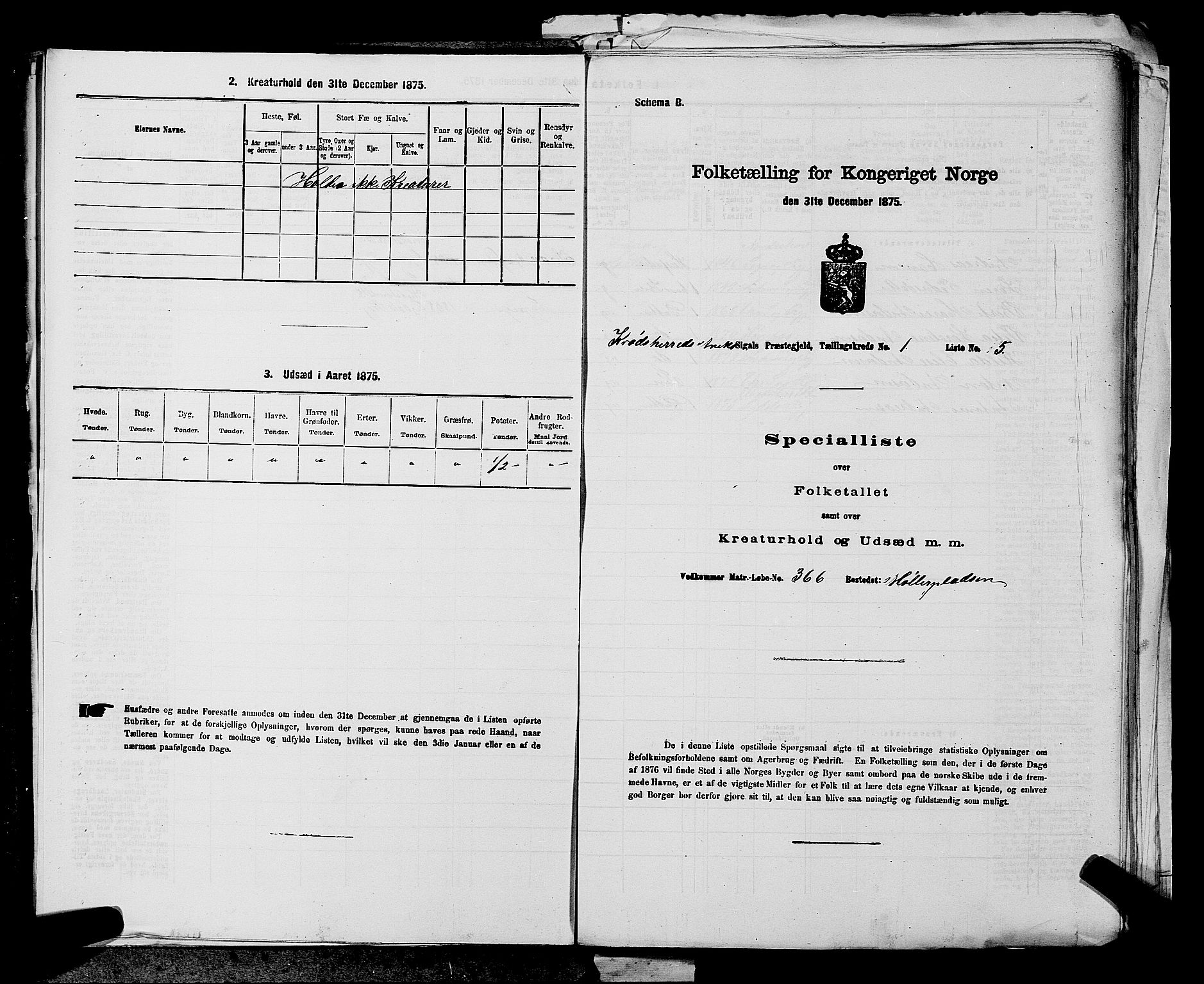 SAKO, 1875 census for 0621P Sigdal, 1875, p. 1176