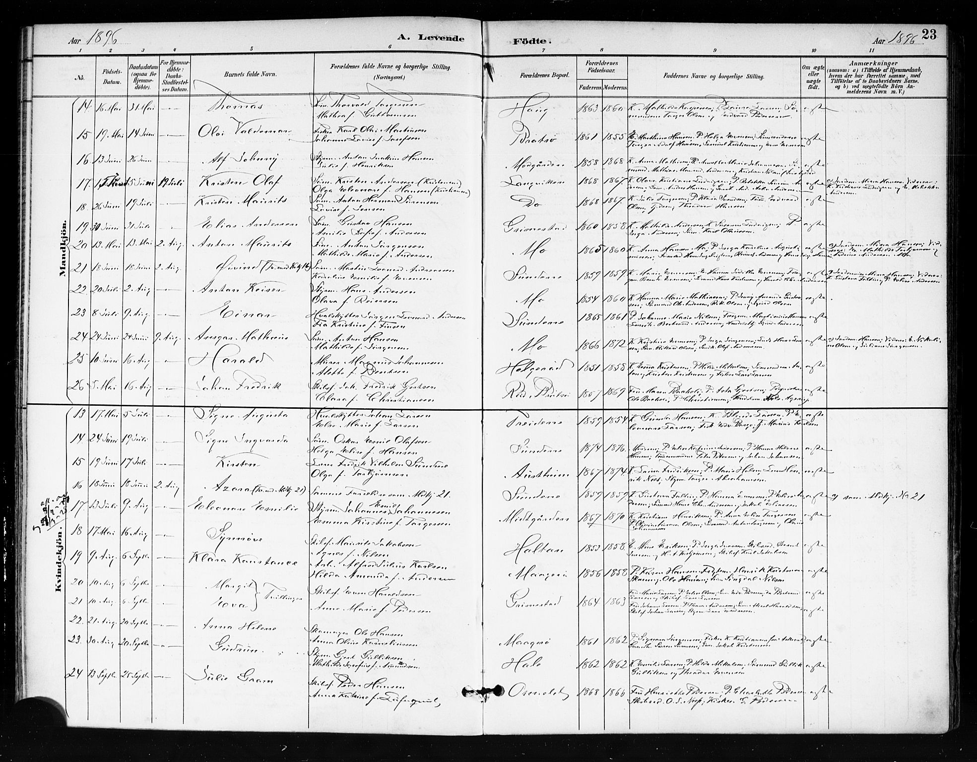 Tjøme kirkebøker, SAKO/A-328/F/Fa/L0003: Parish register (official) no. 3, 1891-1900, p. 23