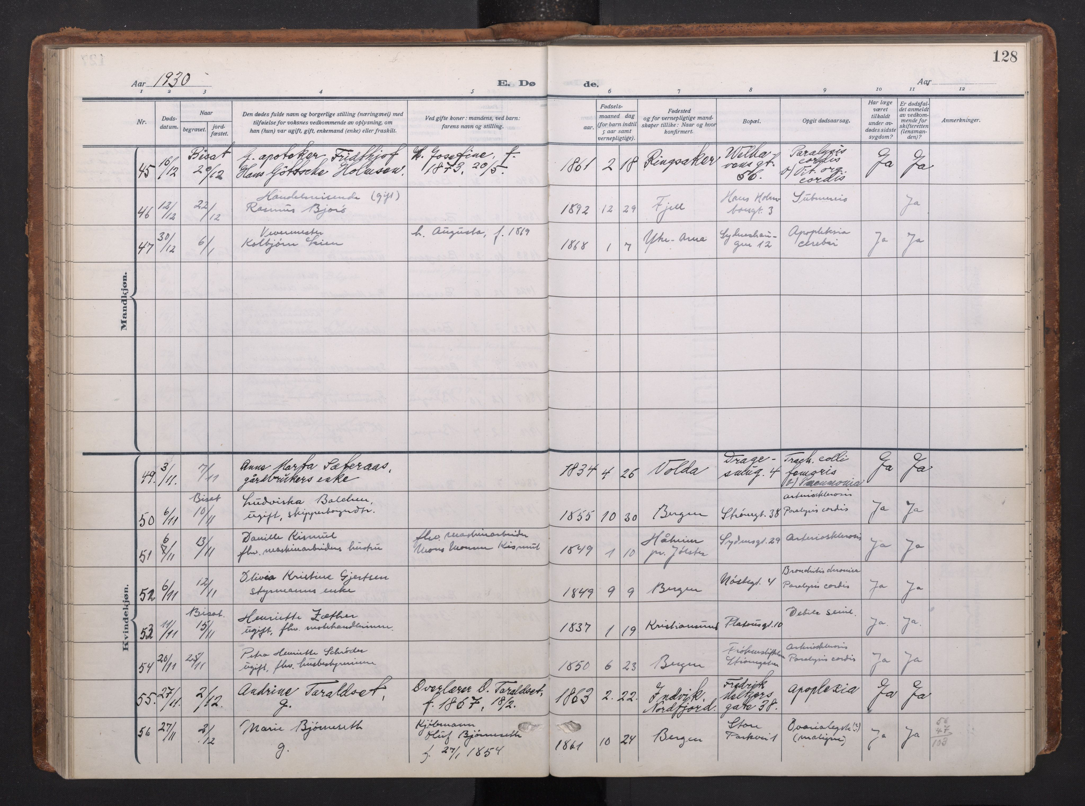 Johanneskirken sokneprestembete, AV/SAB-A-76001/H/Haa/L0020: Parish register (official) no. E 2, 1916-1951, p. 128