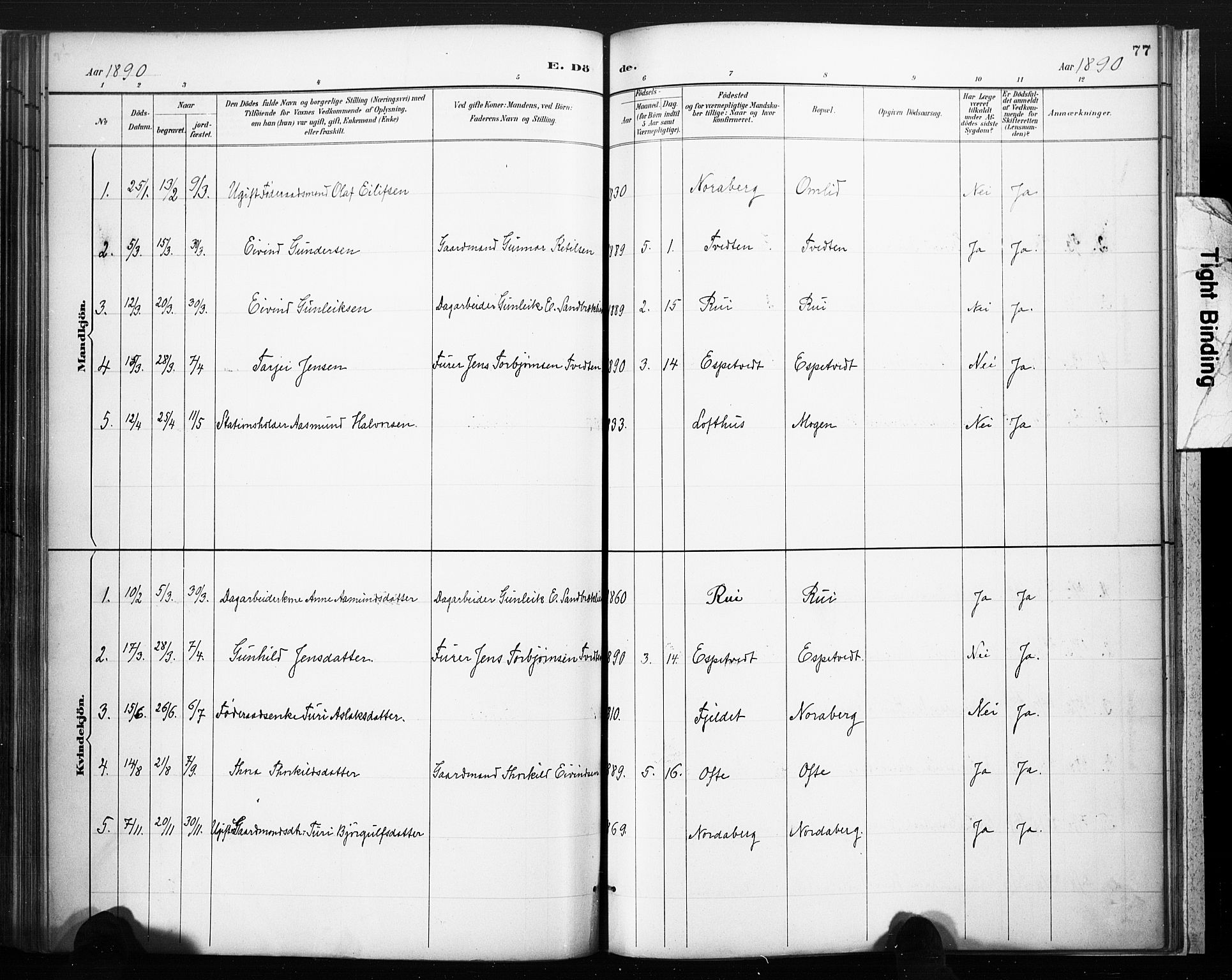 Lårdal kirkebøker, SAKO/A-284/F/Fc/L0002: Parish register (official) no. III 2, 1887-1906, p. 77