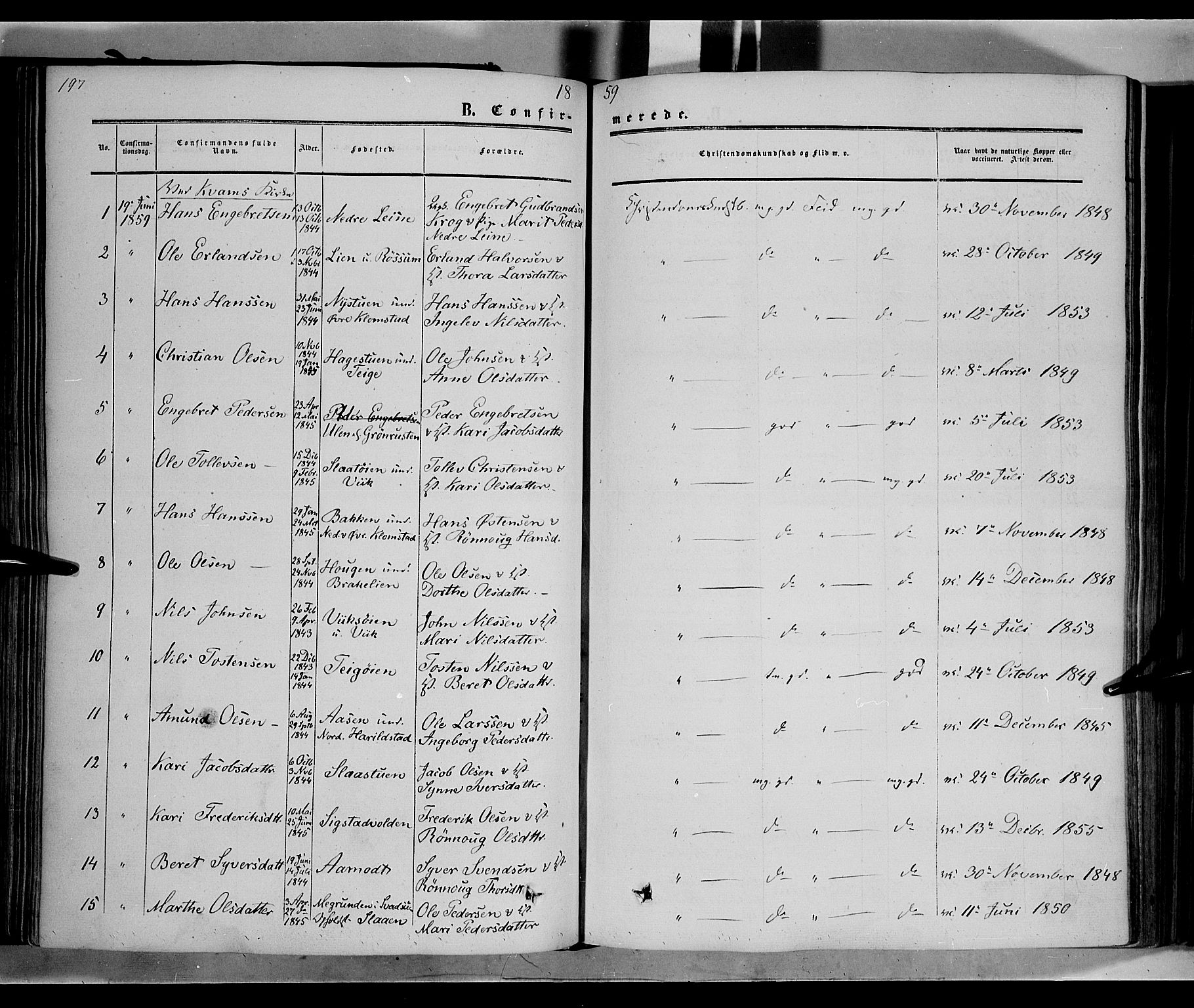 Nord-Fron prestekontor, AV/SAH-PREST-080/H/Ha/Haa/L0001: Parish register (official) no. 1, 1851-1864, p. 197