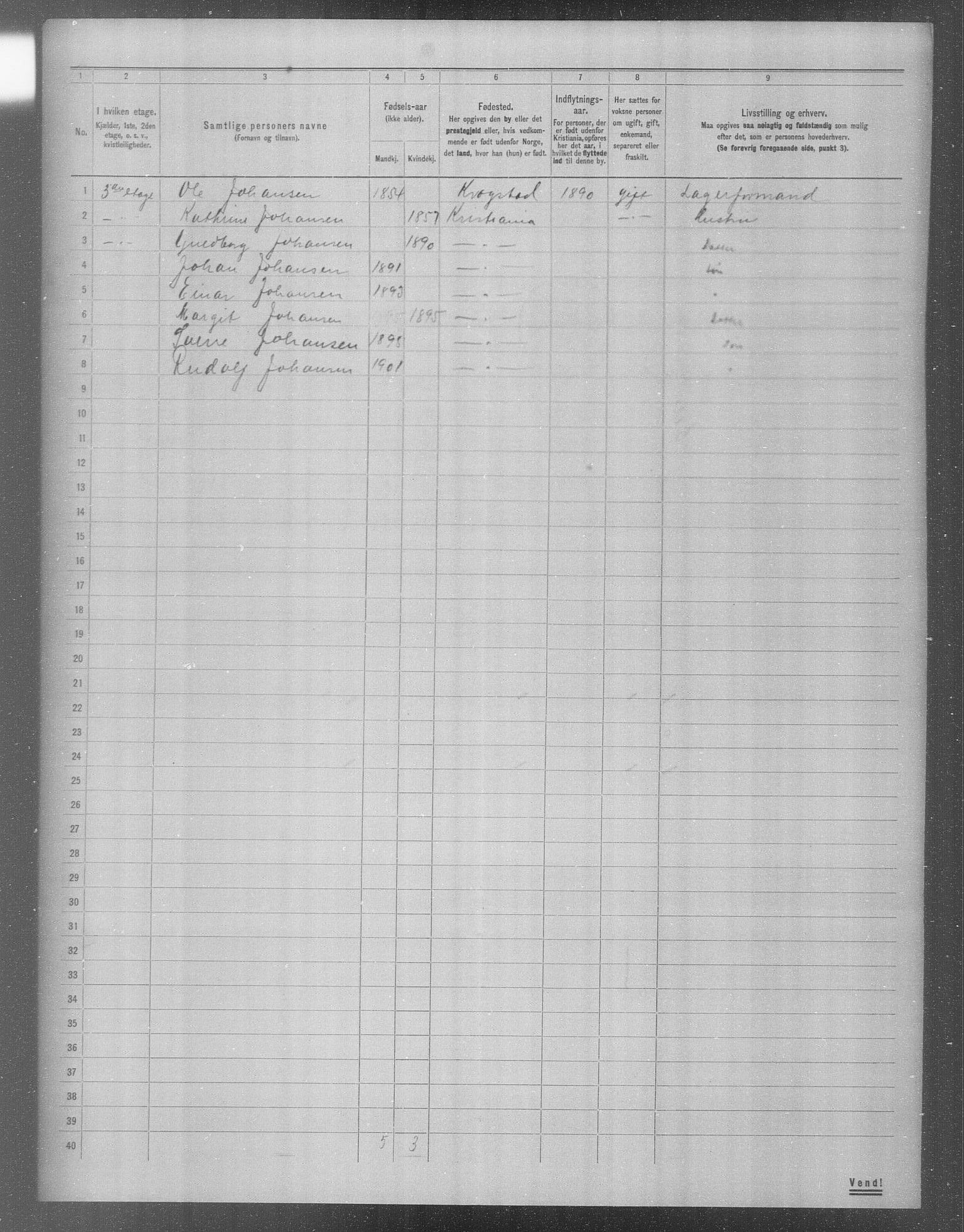 OBA, Municipal Census 1904 for Kristiania, 1904, p. 11135