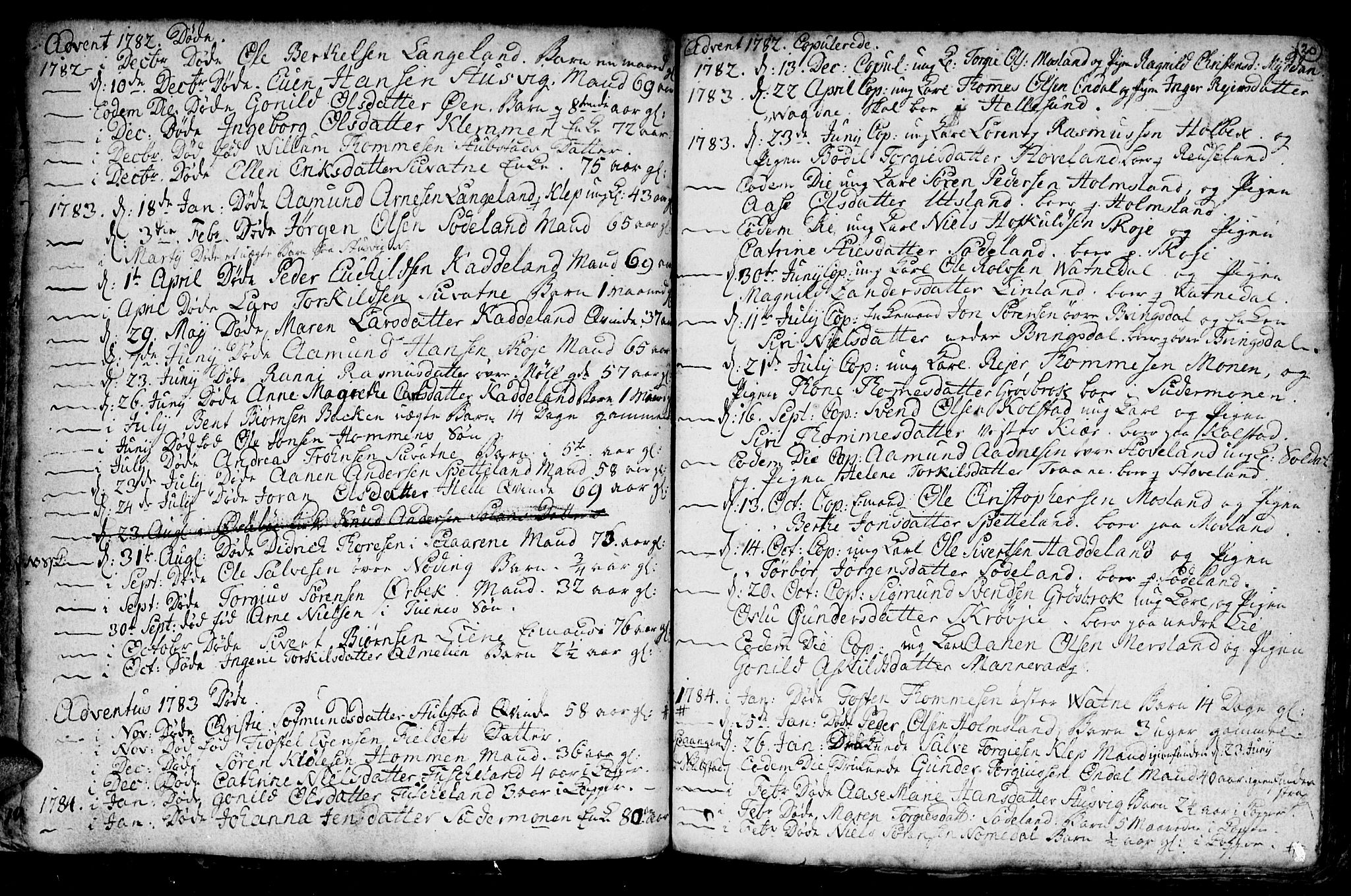 Holum sokneprestkontor, SAK/1111-0022/F/Fb/Fba/L0001: Parish register (copy) no. B 1 /1, 1770-1820, p. 20