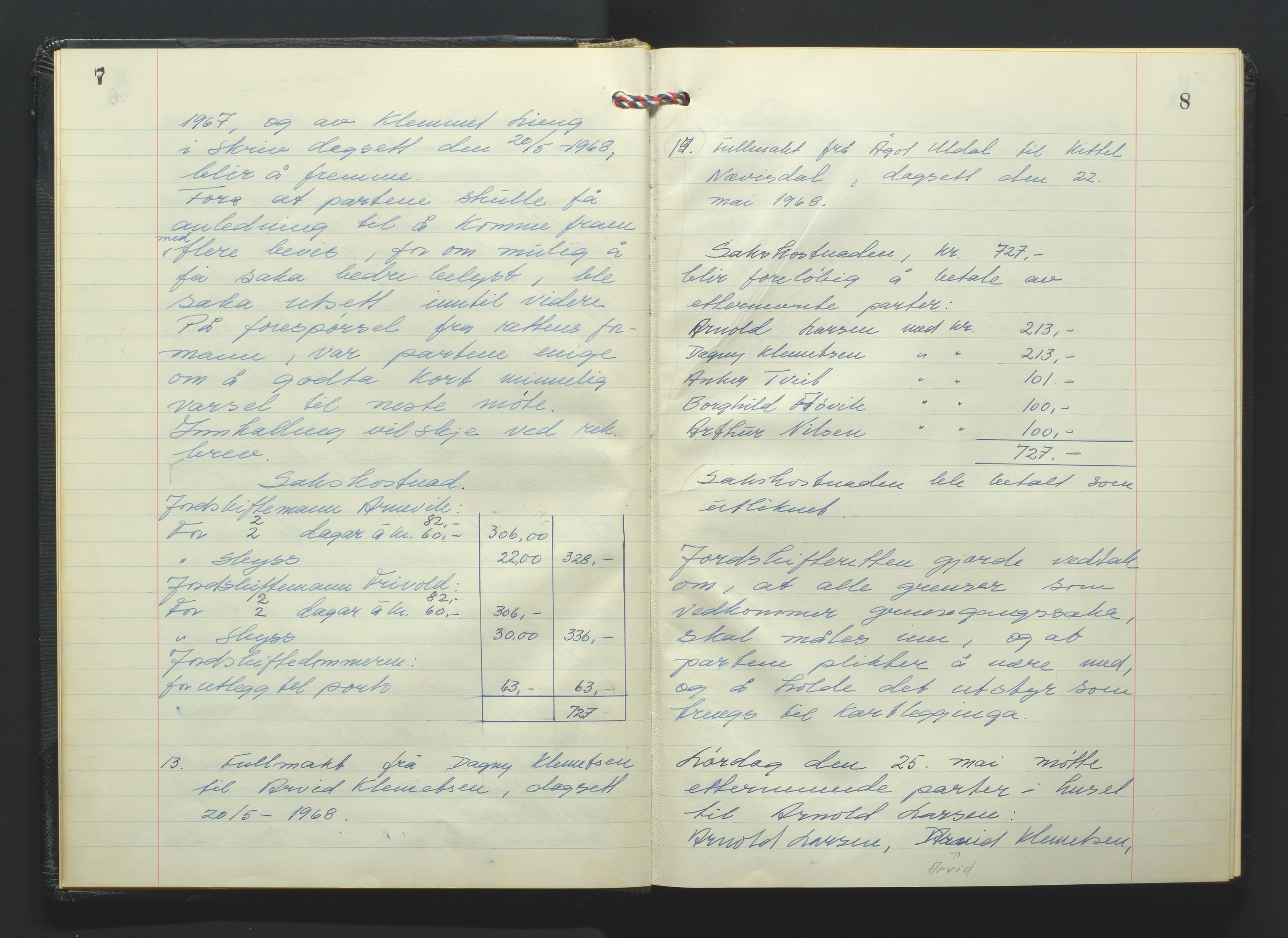 Setesdal jordskifterett, AV/SAK-1541-0008/F/Fa/Faa/L0011: Jordskifteprotokoll med gårdsregister, Sand domssokn nr 27 (I), 1968-1975, p. 7-8