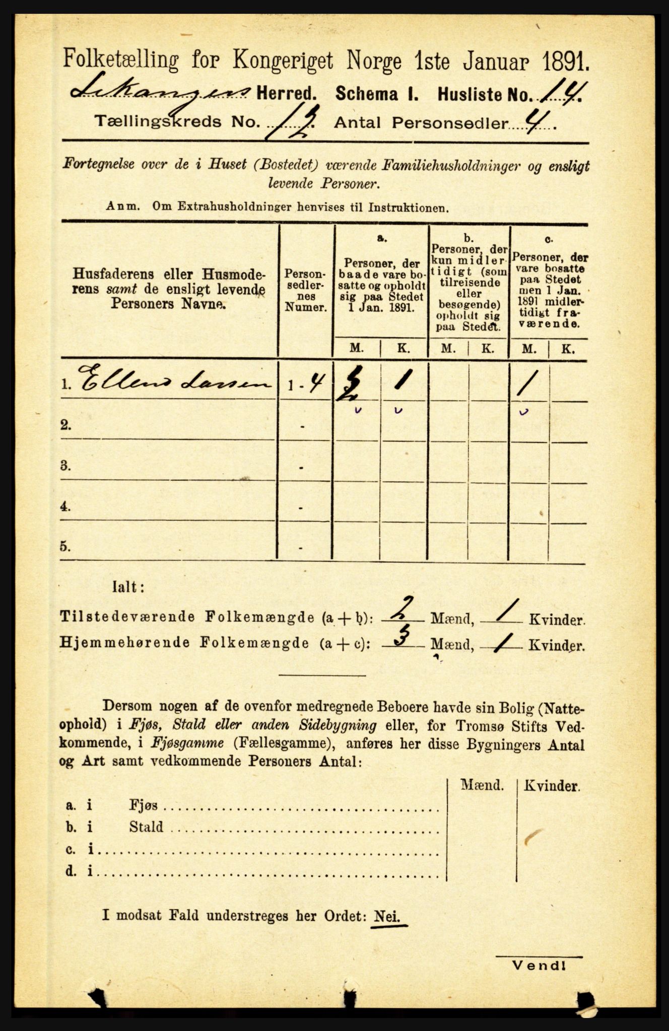 RA, 1891 census for 1419 Leikanger, 1891, p. 2337