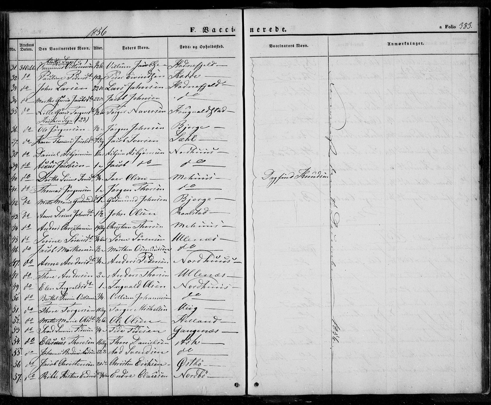 Rennesøy sokneprestkontor, AV/SAST-A -101827/H/Ha/Haa/L0005: Parish register (official) no. A 5, 1838-1859, p. 383