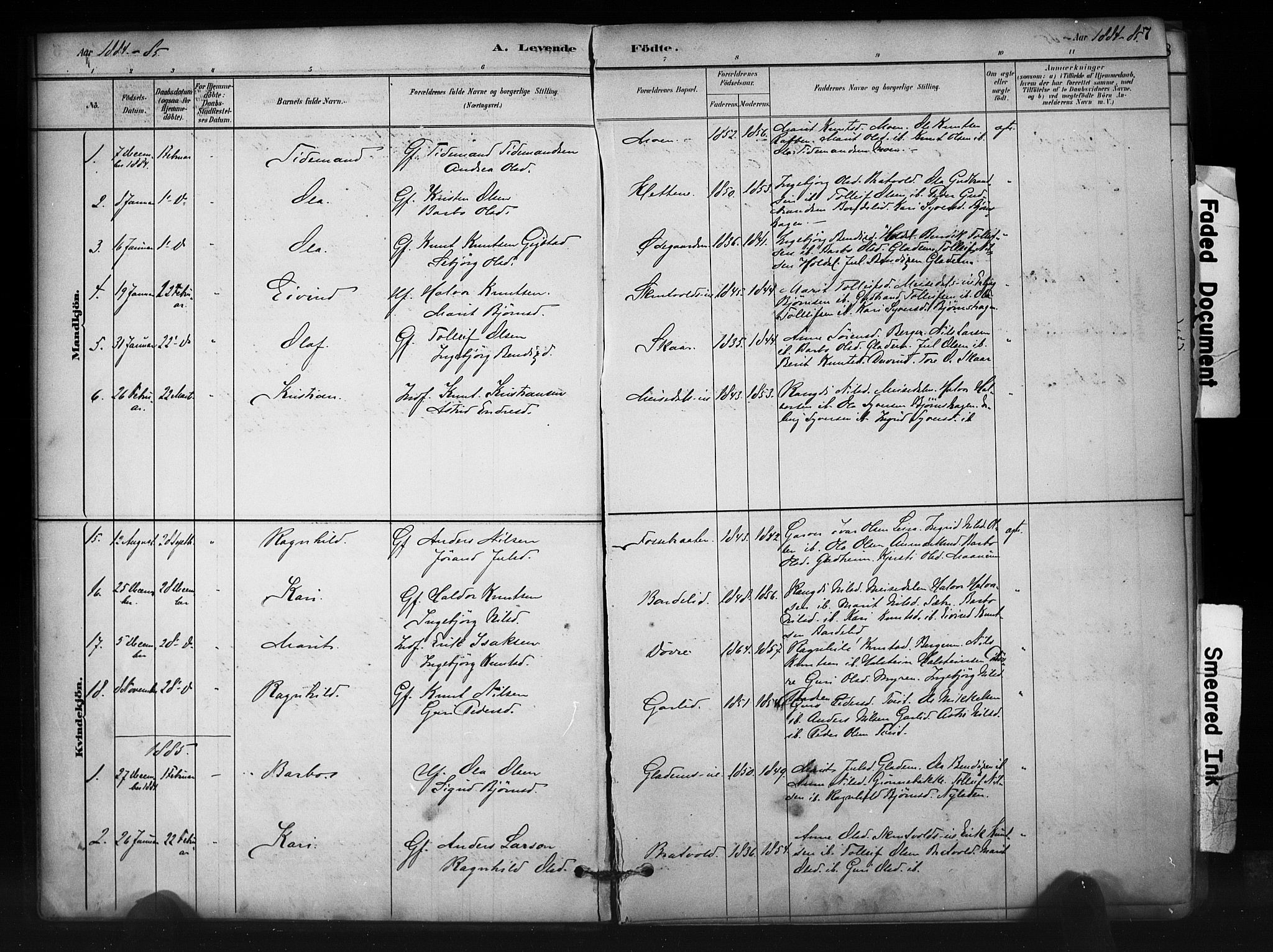 Nord-Aurdal prestekontor, AV/SAH-PREST-132/H/Ha/Haa/L0012: Parish register (official) no. 12, 1883-1895, p. 7
