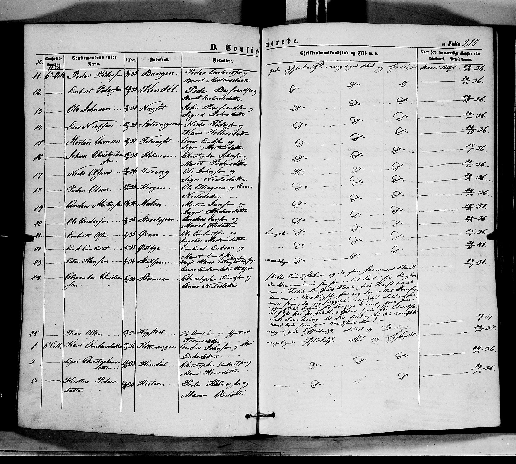 Tynset prestekontor, AV/SAH-PREST-058/H/Ha/Haa/L0020: Parish register (official) no. 20, 1848-1862, p. 215