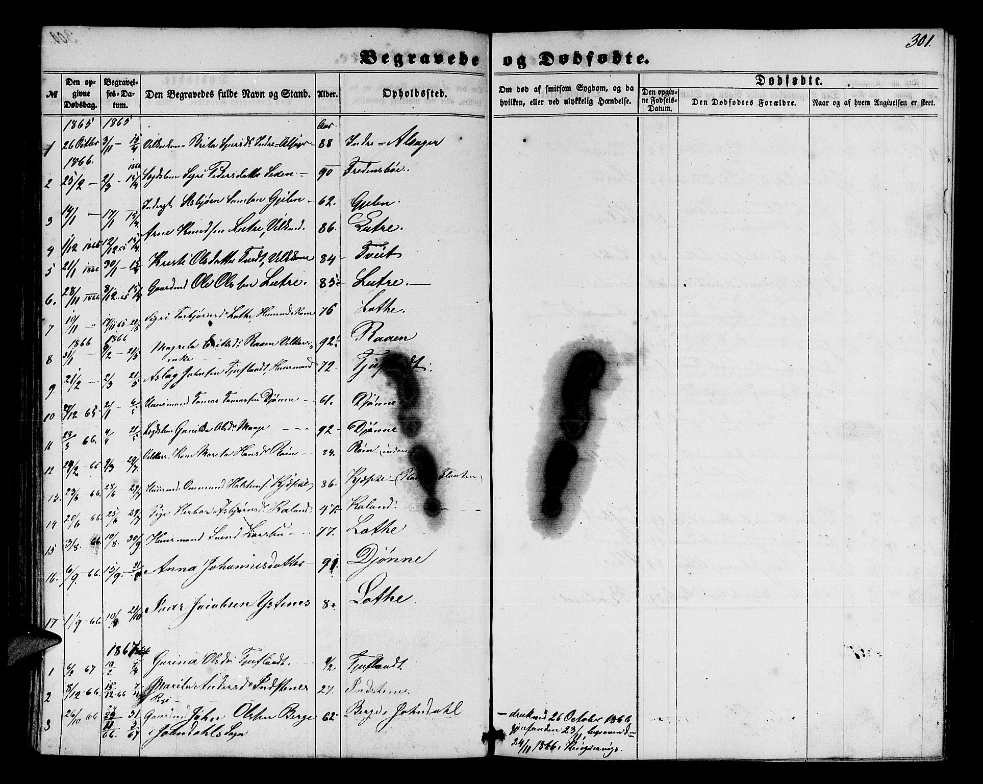 Ullensvang sokneprestembete, SAB/A-78701/H/Hab: Parish register (copy) no. E 6, 1857-1886, p. 301