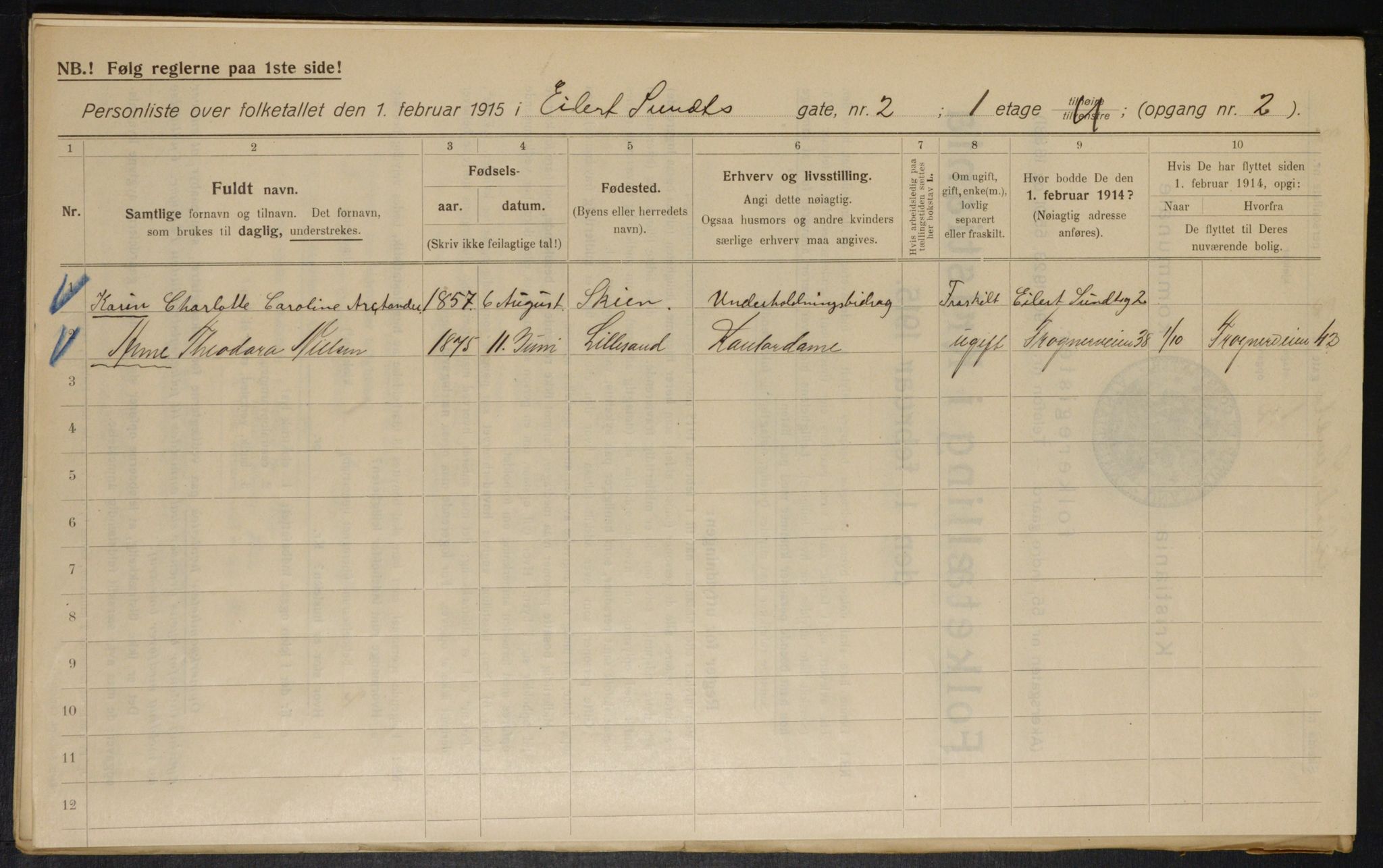 OBA, Municipal Census 1915 for Kristiania, 1915, p. 18538