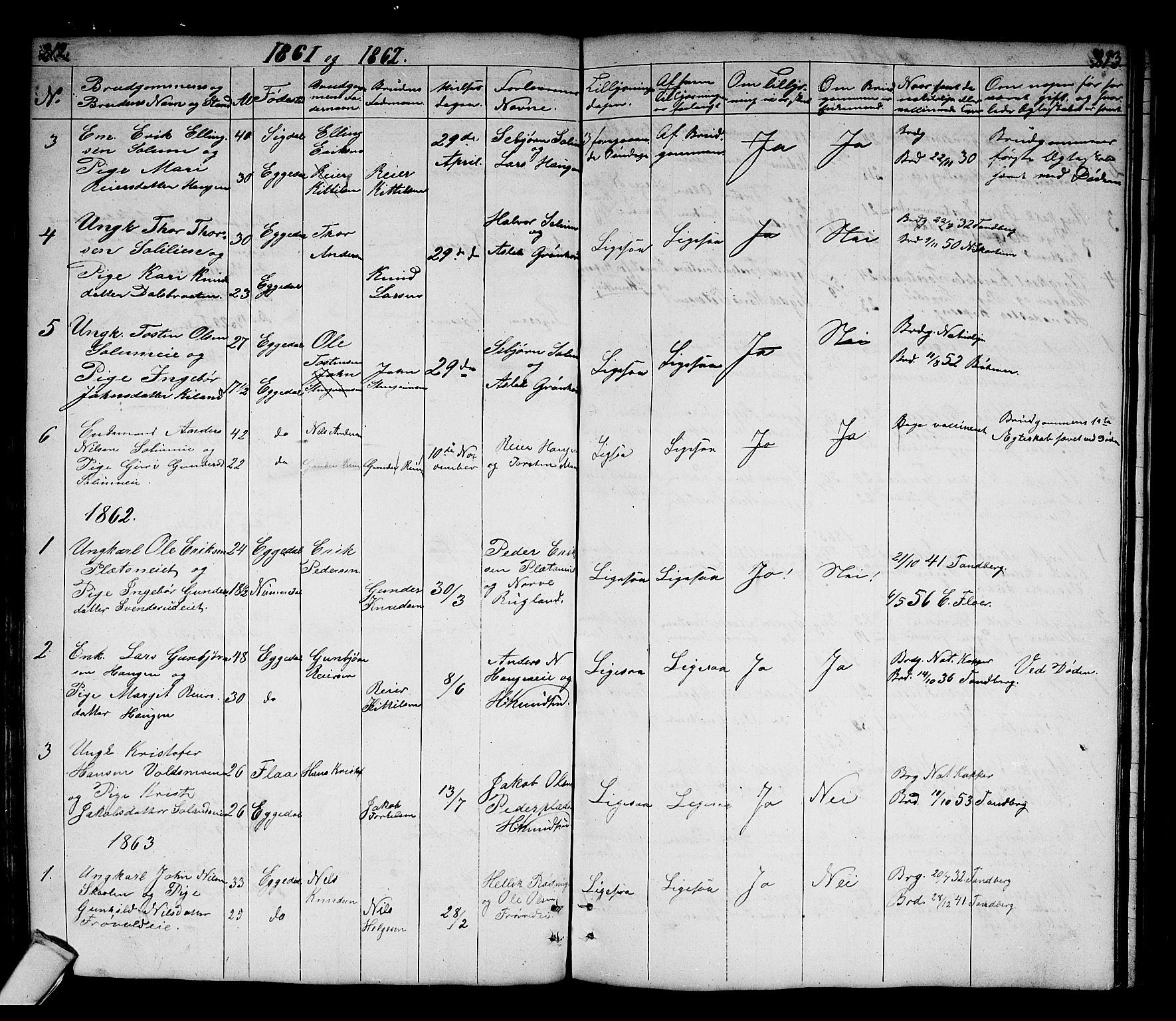 Sigdal kirkebøker, SAKO/A-245/G/Gb/L0001: Parish register (copy) no. II 1, 1841-1874, p. 212-213